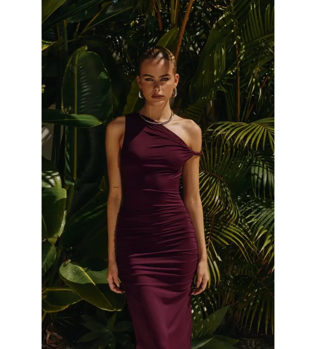 Runaway The Label Karmina Midi Dress Merlot Size AU 8 for rent on The Volte - main image