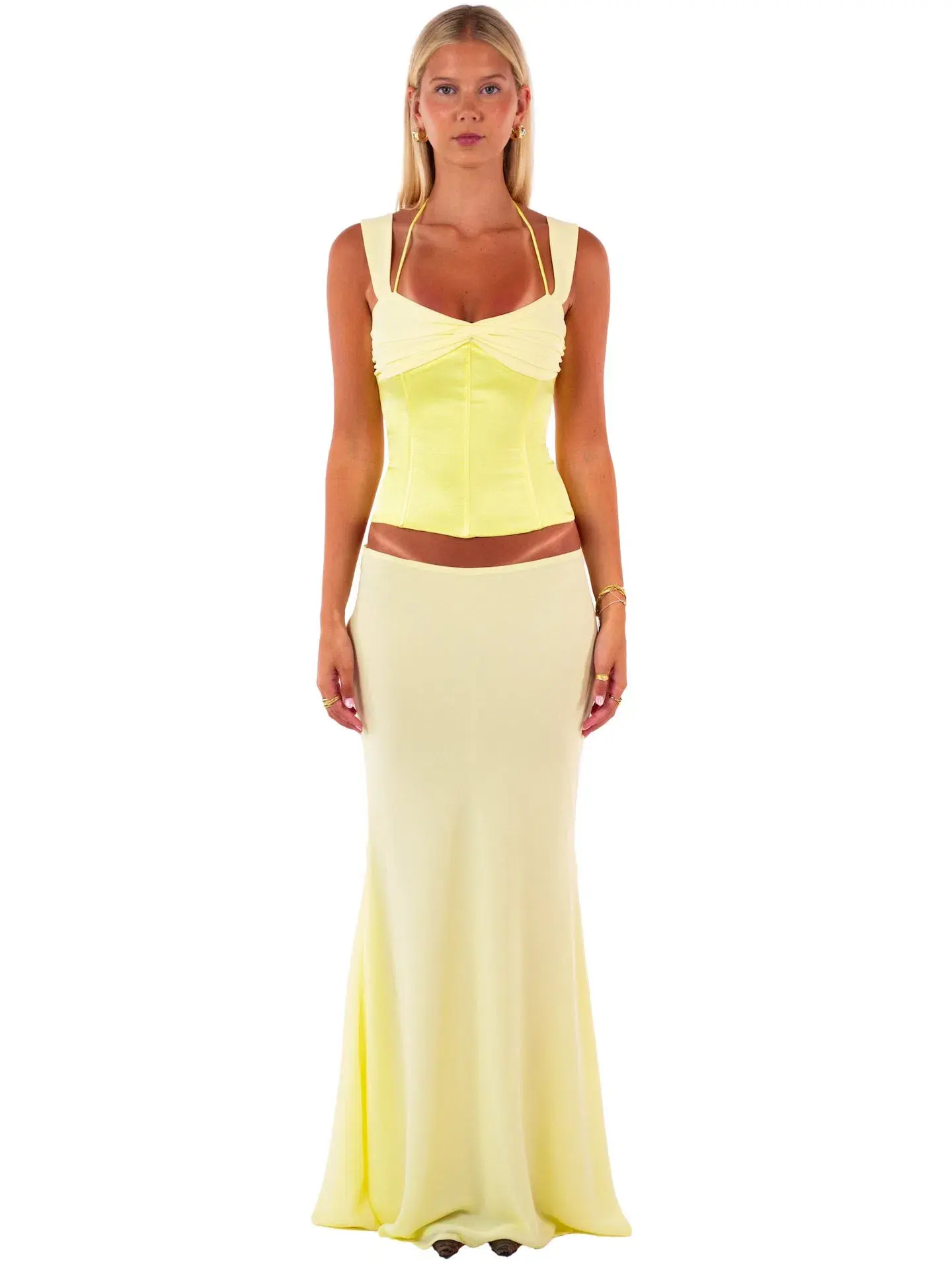 I am Delilah Scarlett Corset & Maxi Skirt Set in Butter Yellow Size S (AU 8)  - Image 1