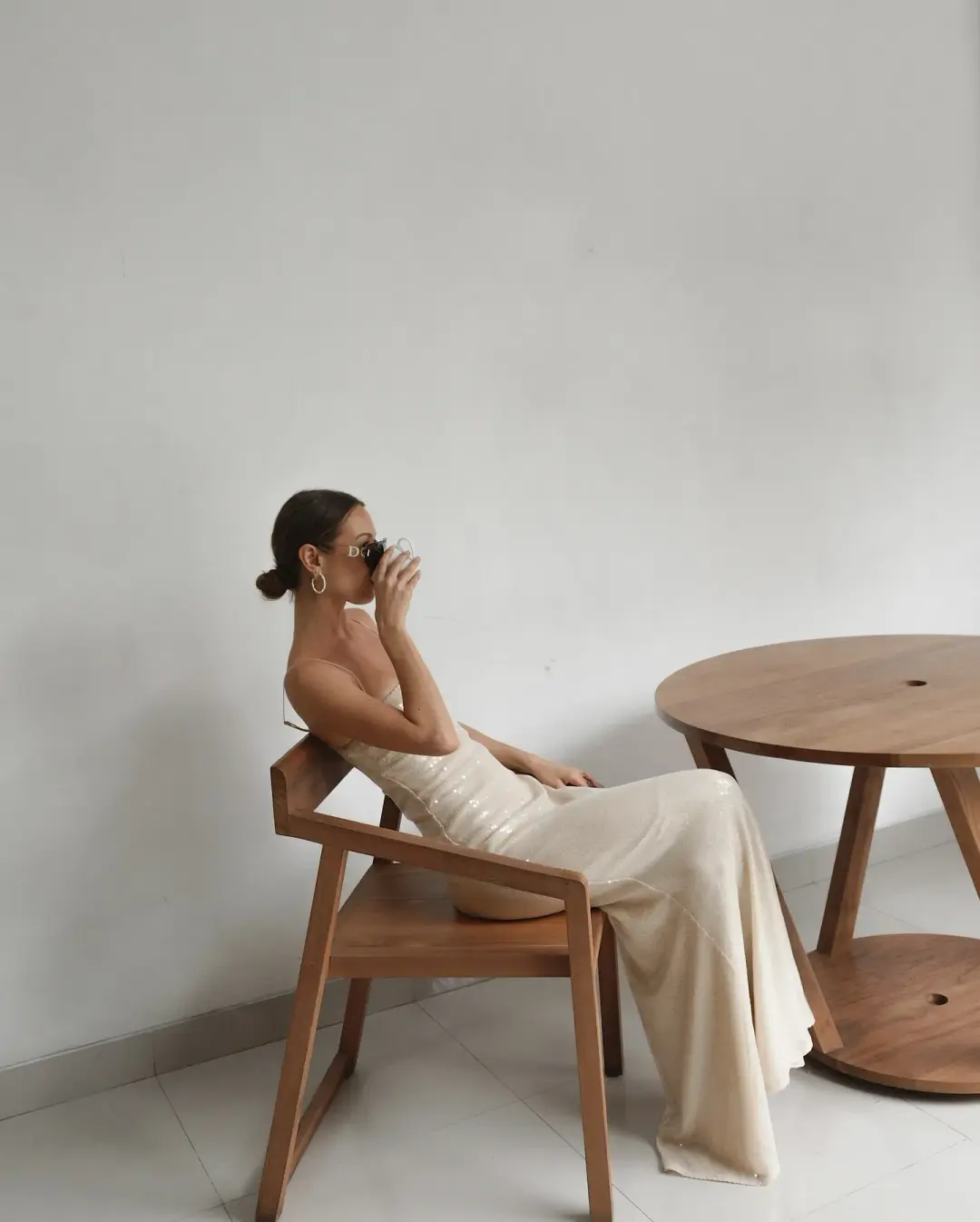 Benni Juliano Sequin Slip Maxi Dress Light Toffee Size 10 for rent on The Volte - main image