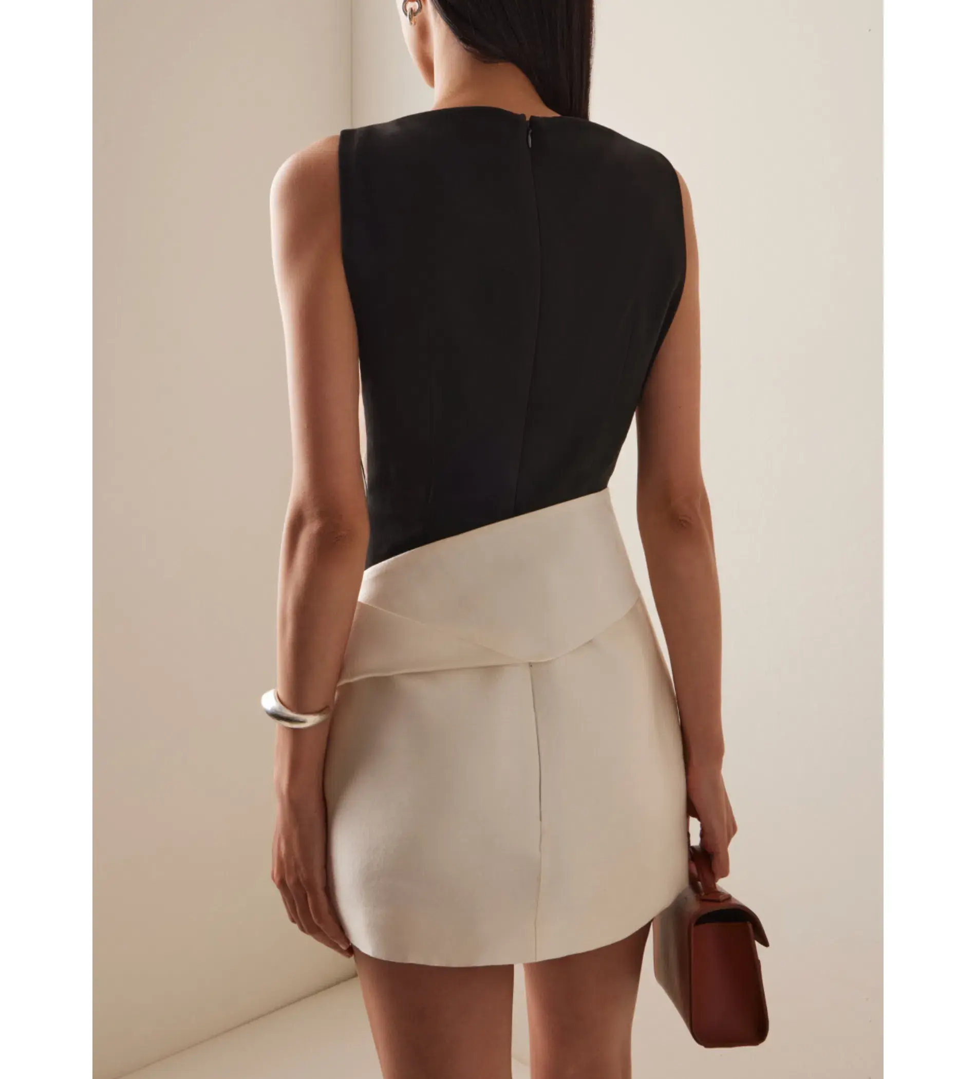 Rachel Gilbert Rikki Fold over Stretch-crepe Mini Dress in Multi Size AU 10 - Image 3