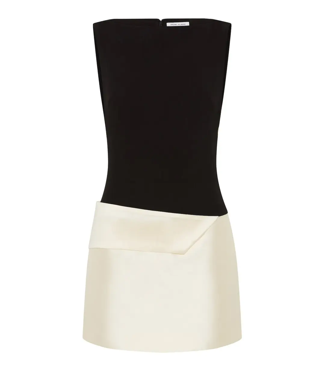 Rachel Gilbert Rikki Foldover Stretch-crepe Mini Dress in Black/White Size AU 12 for rent on The Volte - main image