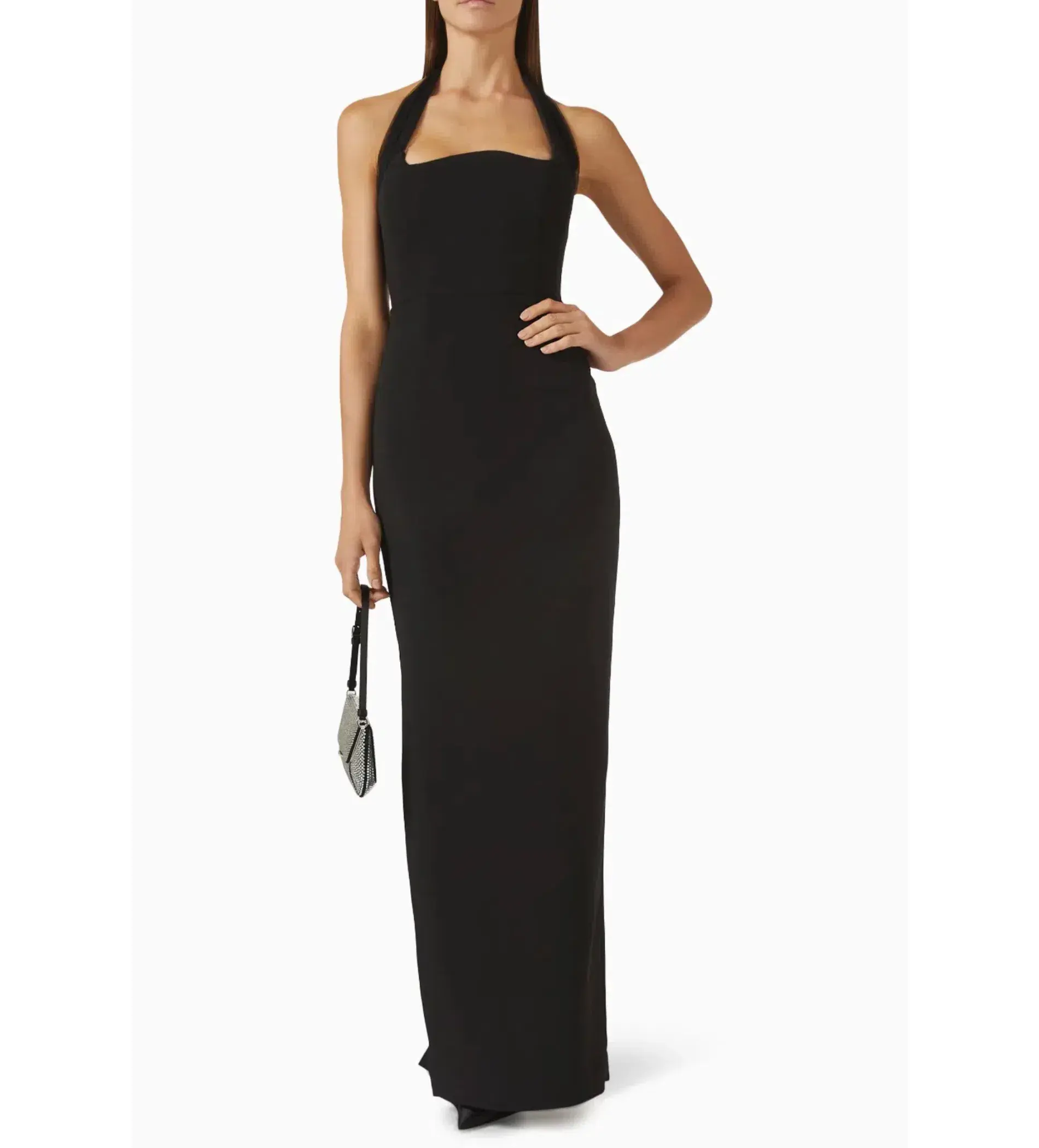  Rachel Gilbert Maria Haltereck Gown In Crepe Black Size 8 - Image 1