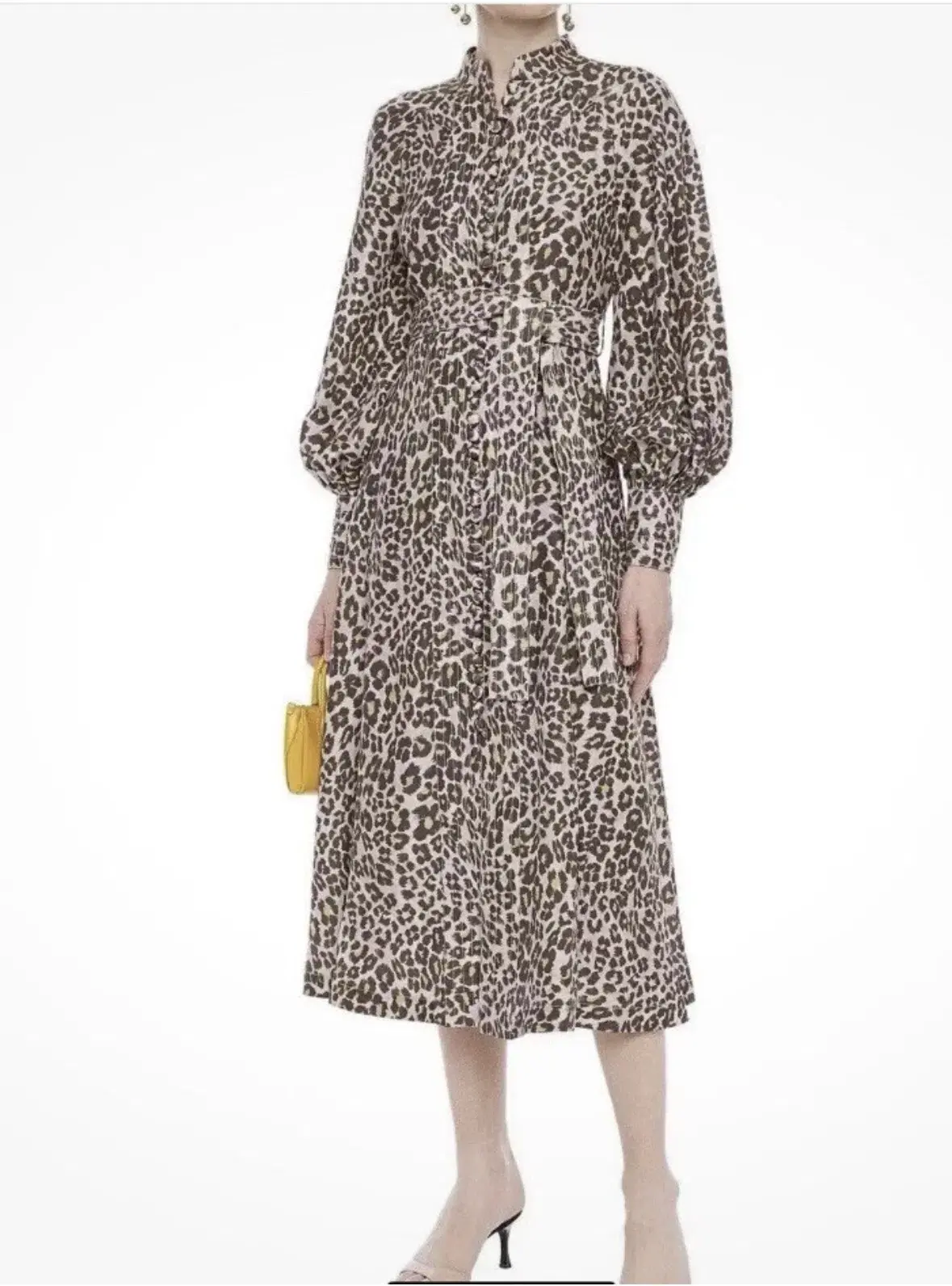 Zimmermann Sabotage Button Up Midi Dress Soft Leopard Size AU 8 - Image 4