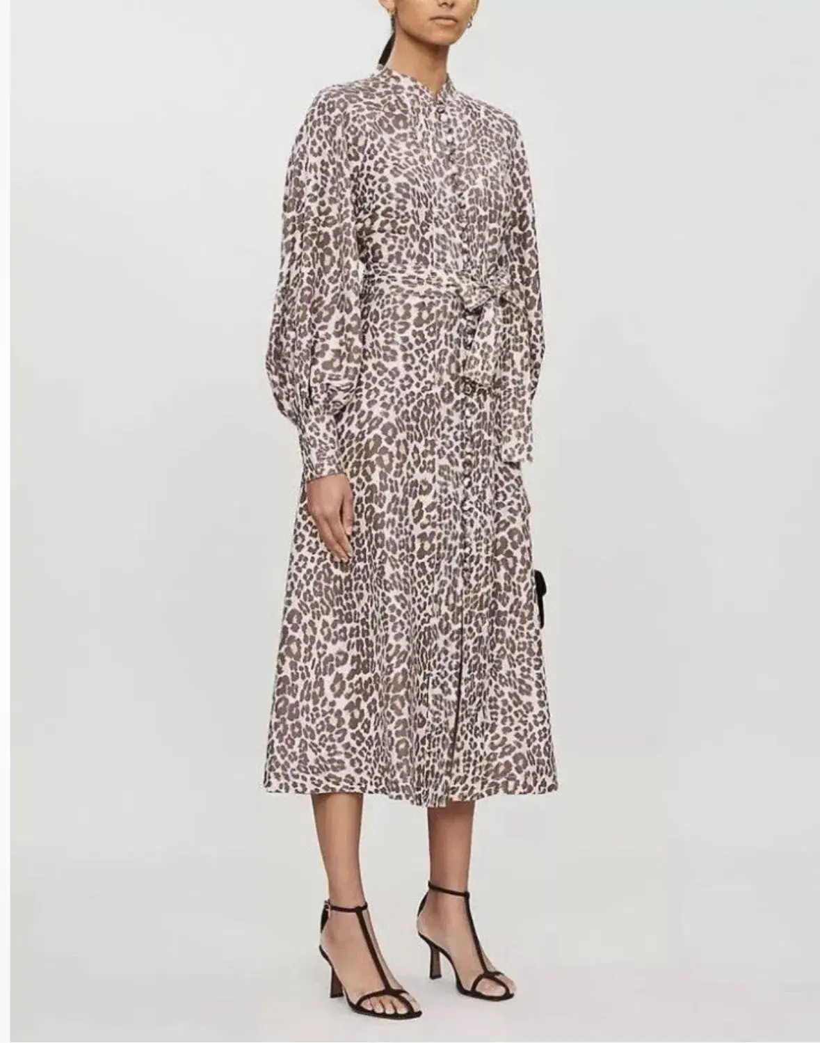 Zimmermann Sabotage Button Up Midi Dress Soft Leopard Size AU 8 - Image 1