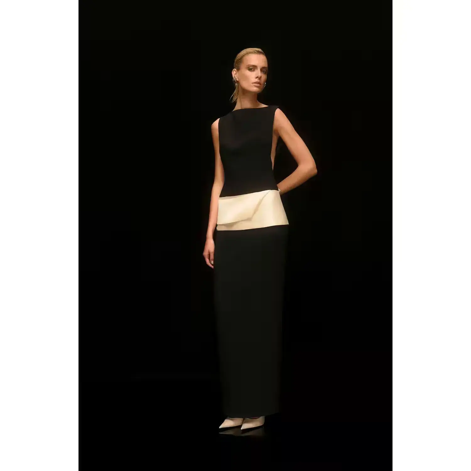 Rachel Gilbert Rikki Floor Length Gown In Black/Ivory Size AU 6 - Image 3