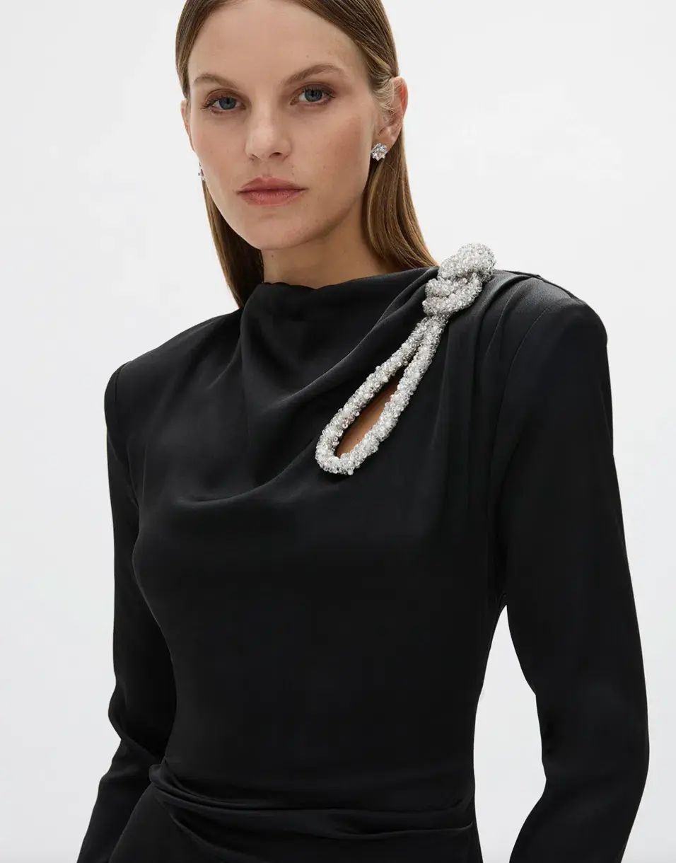 Rachel Gilbert Henrietta Midi Dress in Black Size AU 6  - Image 3