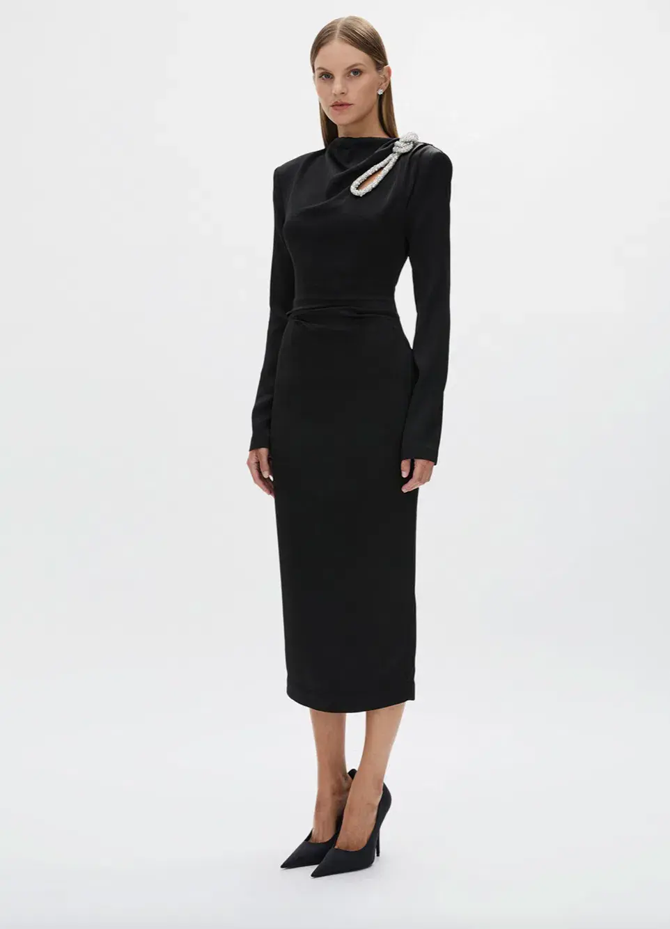 Rachel Gilbert Henrietta Midi Dress in Black Size AU 6  - Image 2