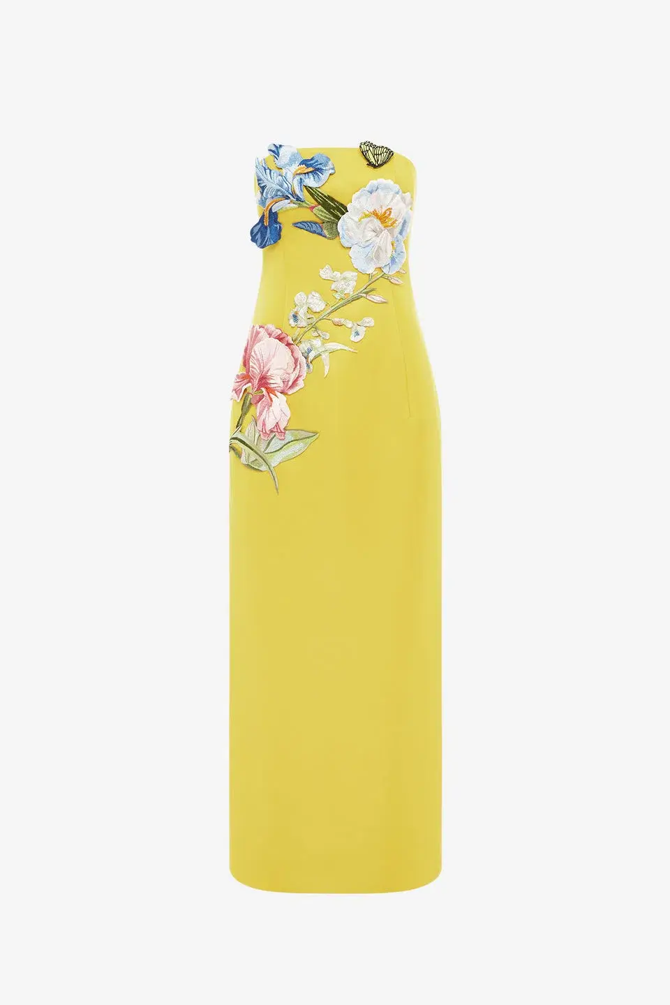 Leo Lin Rayna Applique Floral Bustier Maxi Dress Mustard Size AU 10 - Image 3