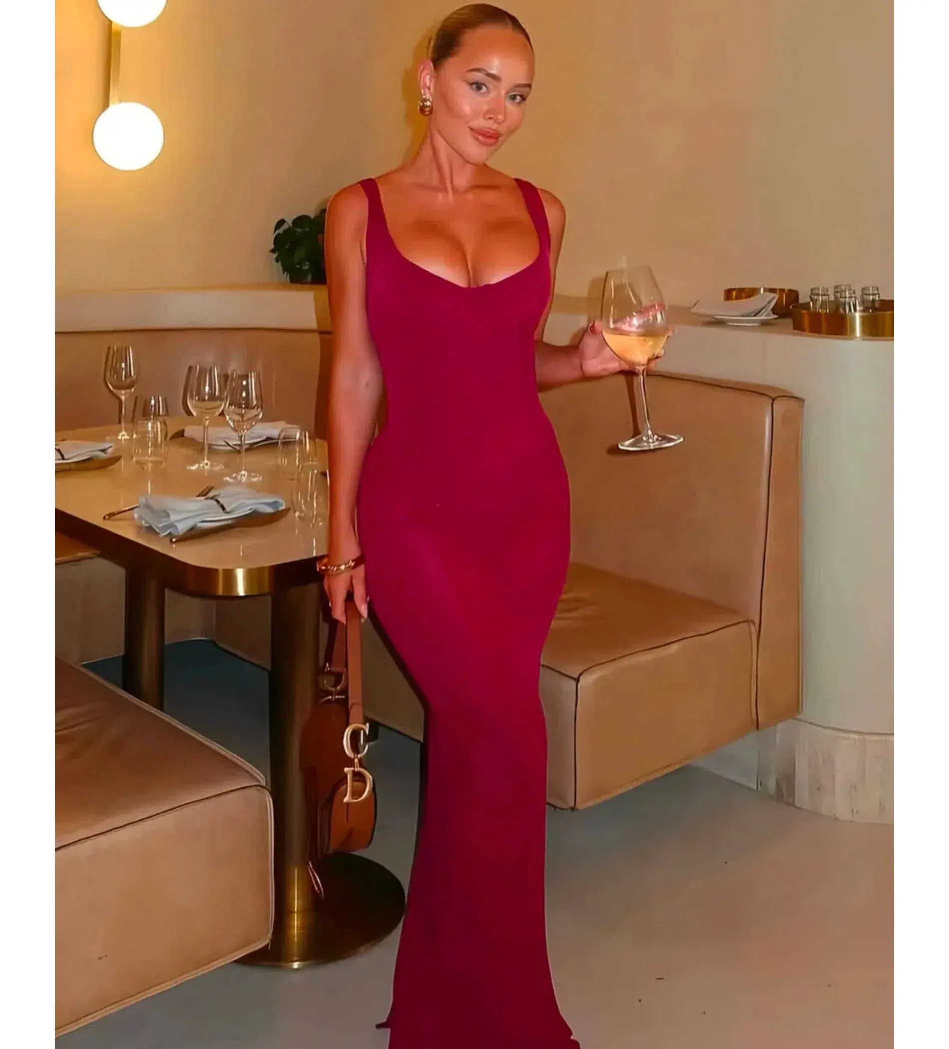 House of CB Robina Maxi Dress Wine Size 8  - Image 3