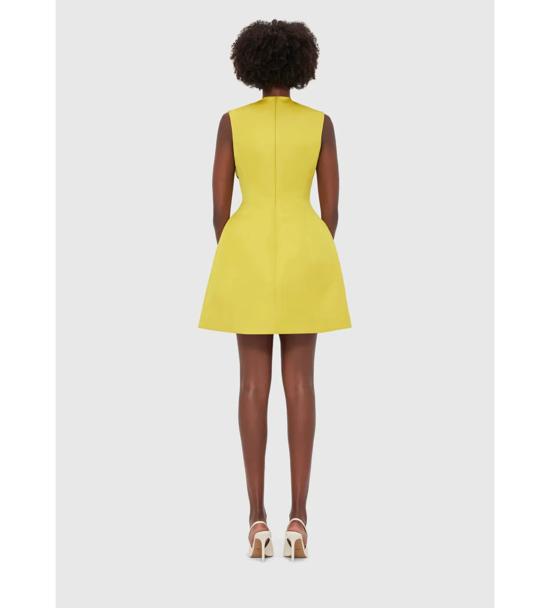 Leo Lin V-Neck Embroidery Mini Dress Mustard Size AU 14 - Image 3
