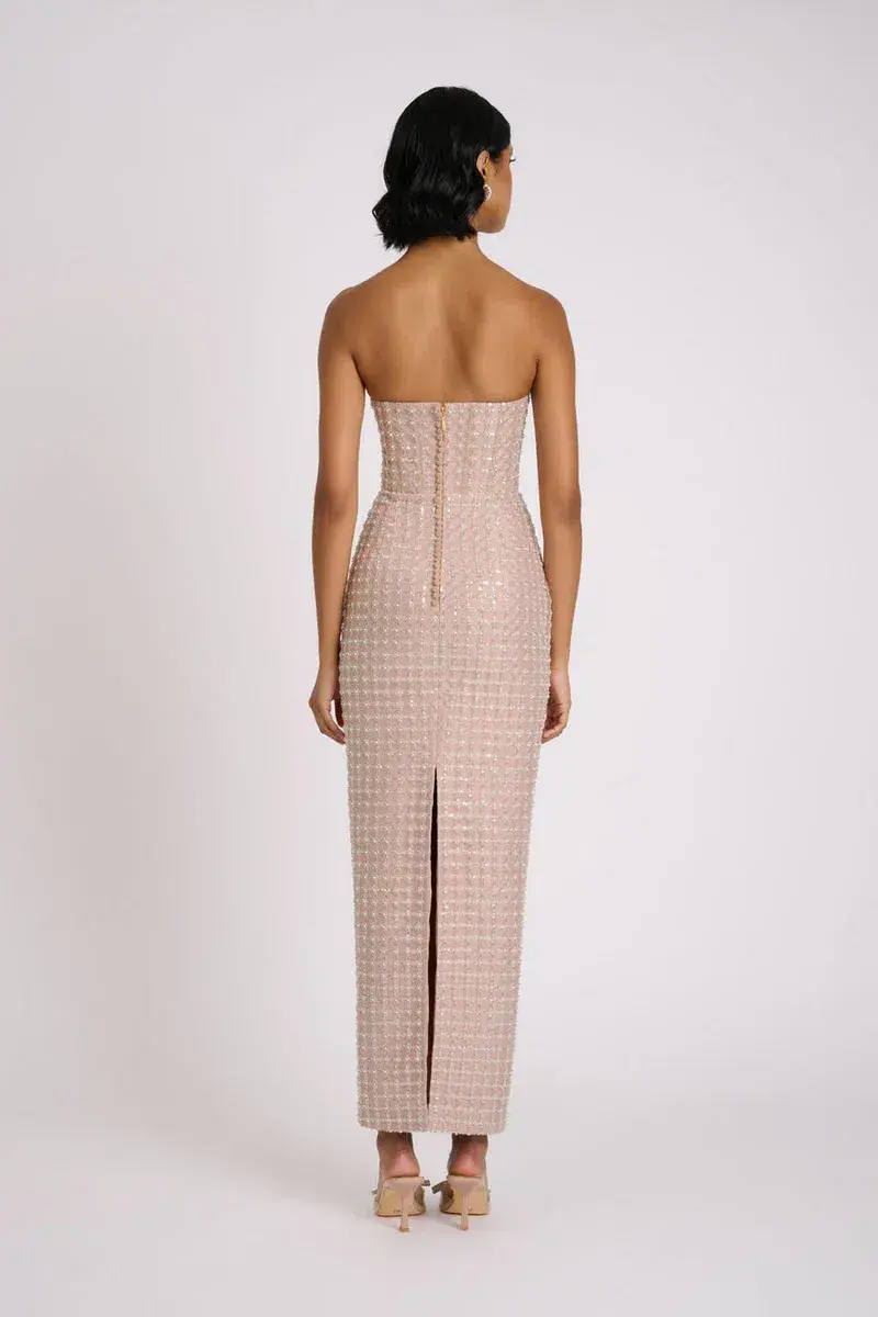 Eliya The Label Peyton Dress Beige Sequin Size L/AU 12 - Image 3