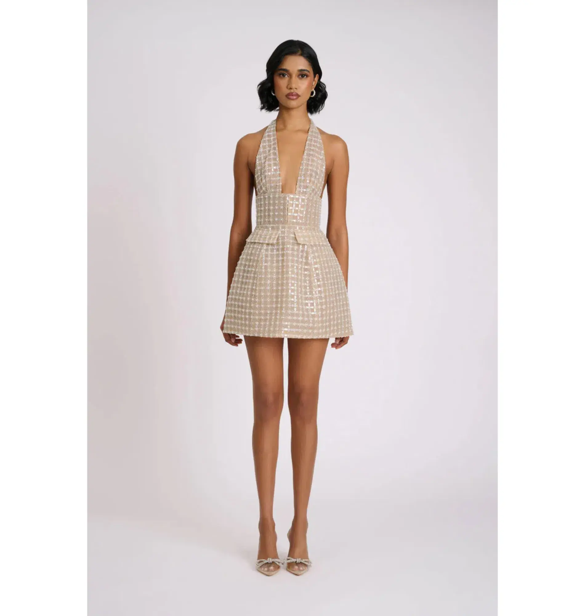 Eliya The Label Roberta Mini Dress Beige Size XL / AU 14 - Image 1