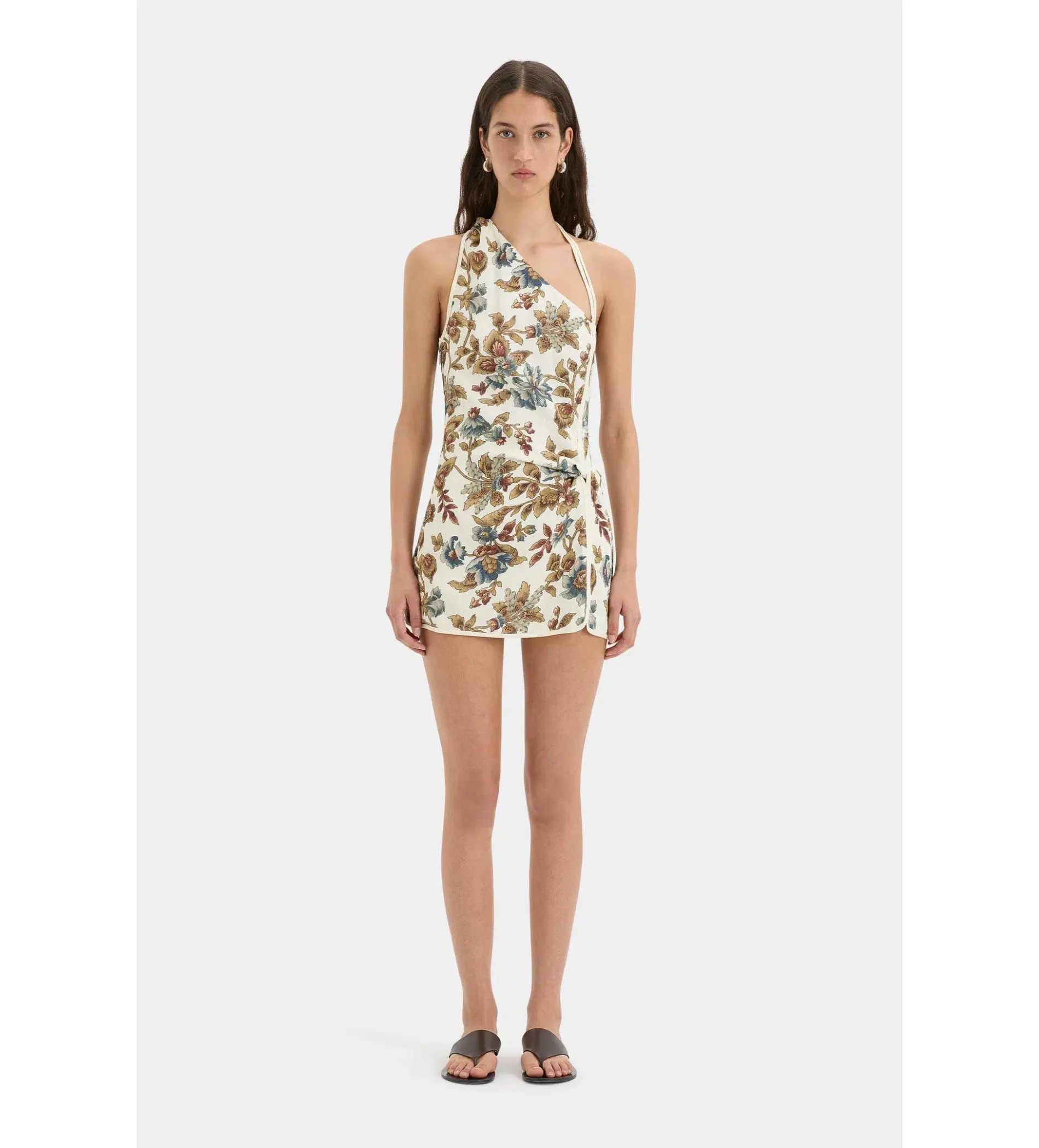 Sir the Label Eleanora Asymmetric Mini Dress Cream Floral Size 4 AU 14 - Image 1