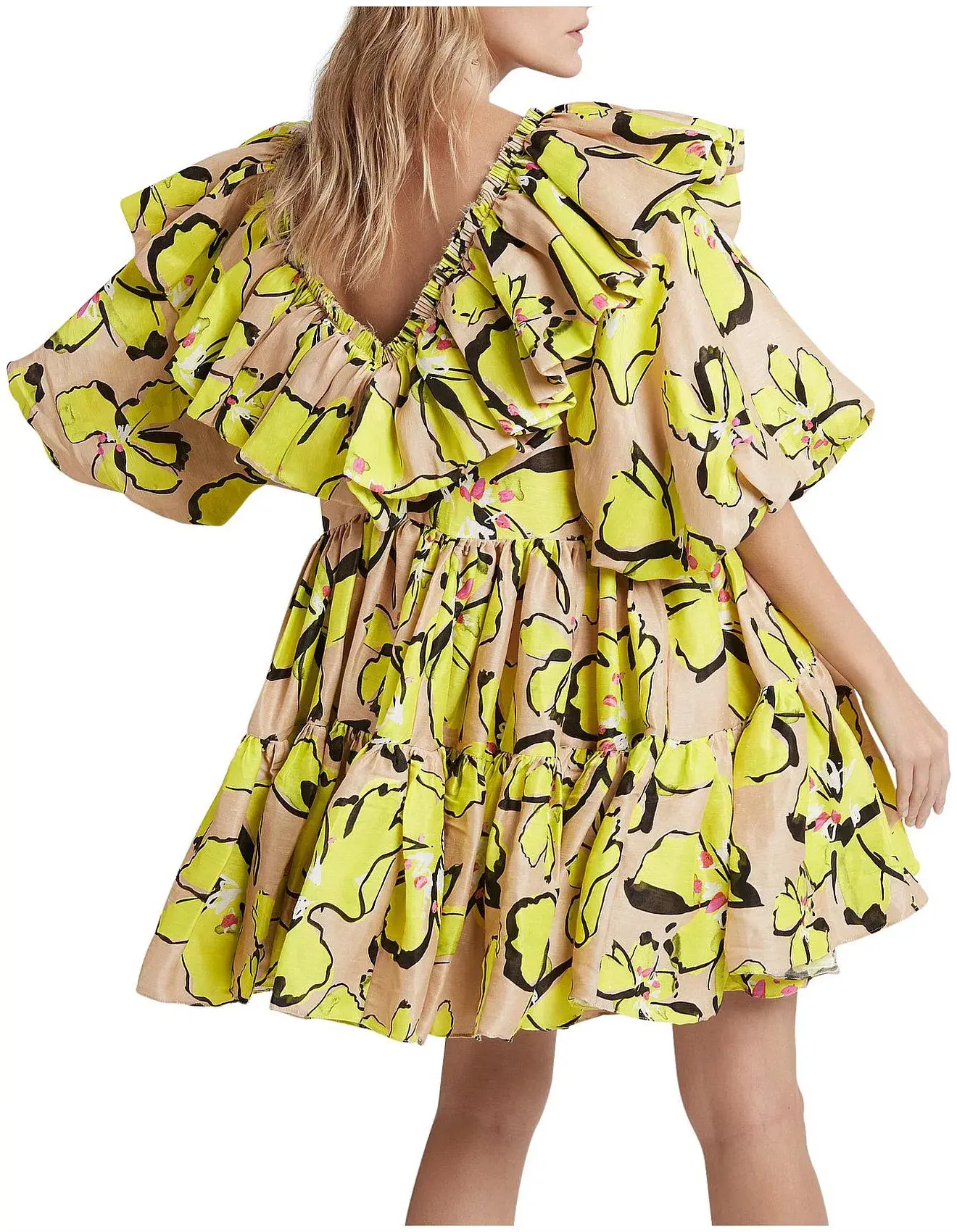 Aje Pelicano Citrus Bloom Ruffle Mini Dress Print Size 4 - Image 2