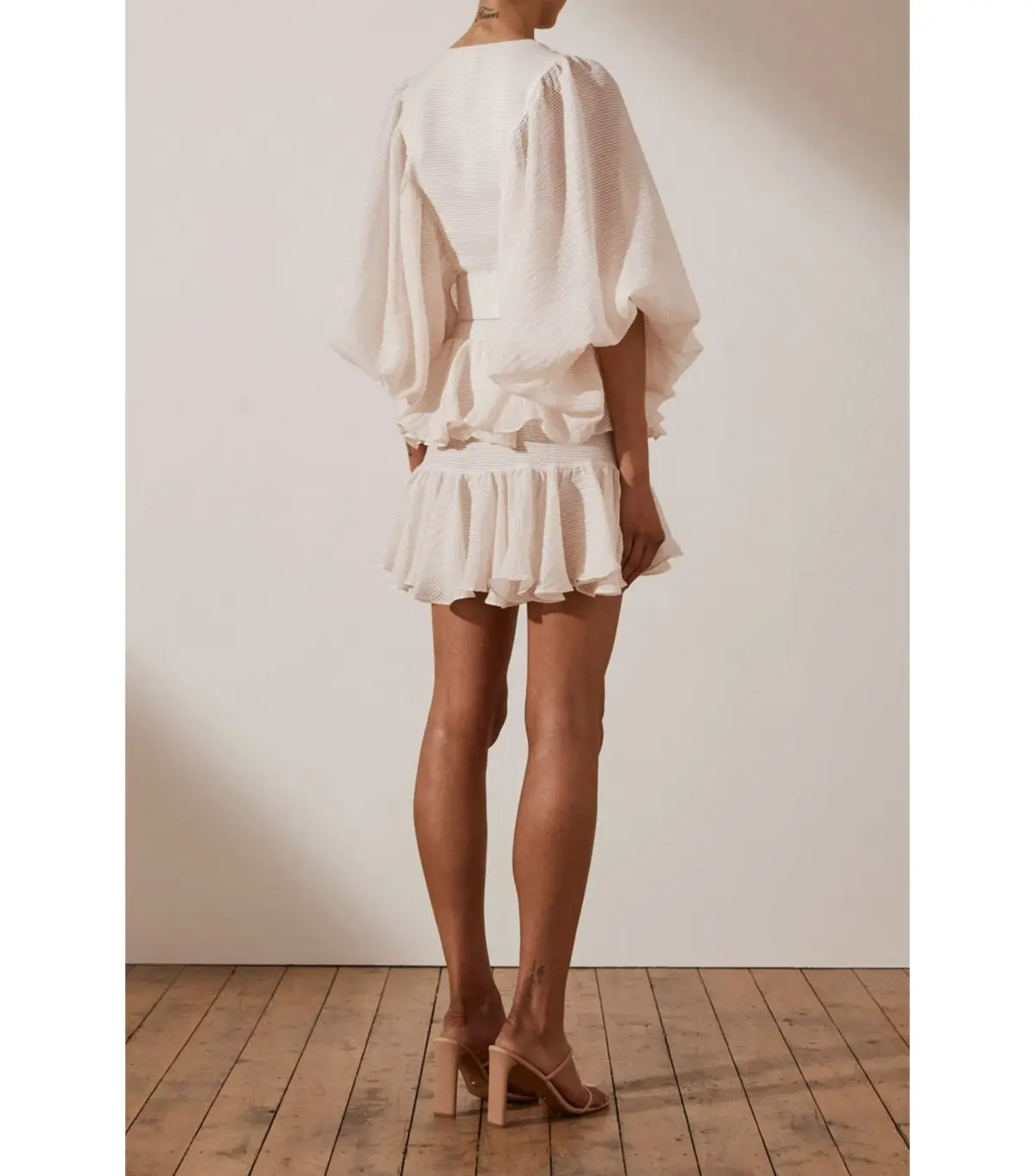 Shona Joy Charlotte Plunged Mini Dress in Ecru Size AU 10 - Image 2