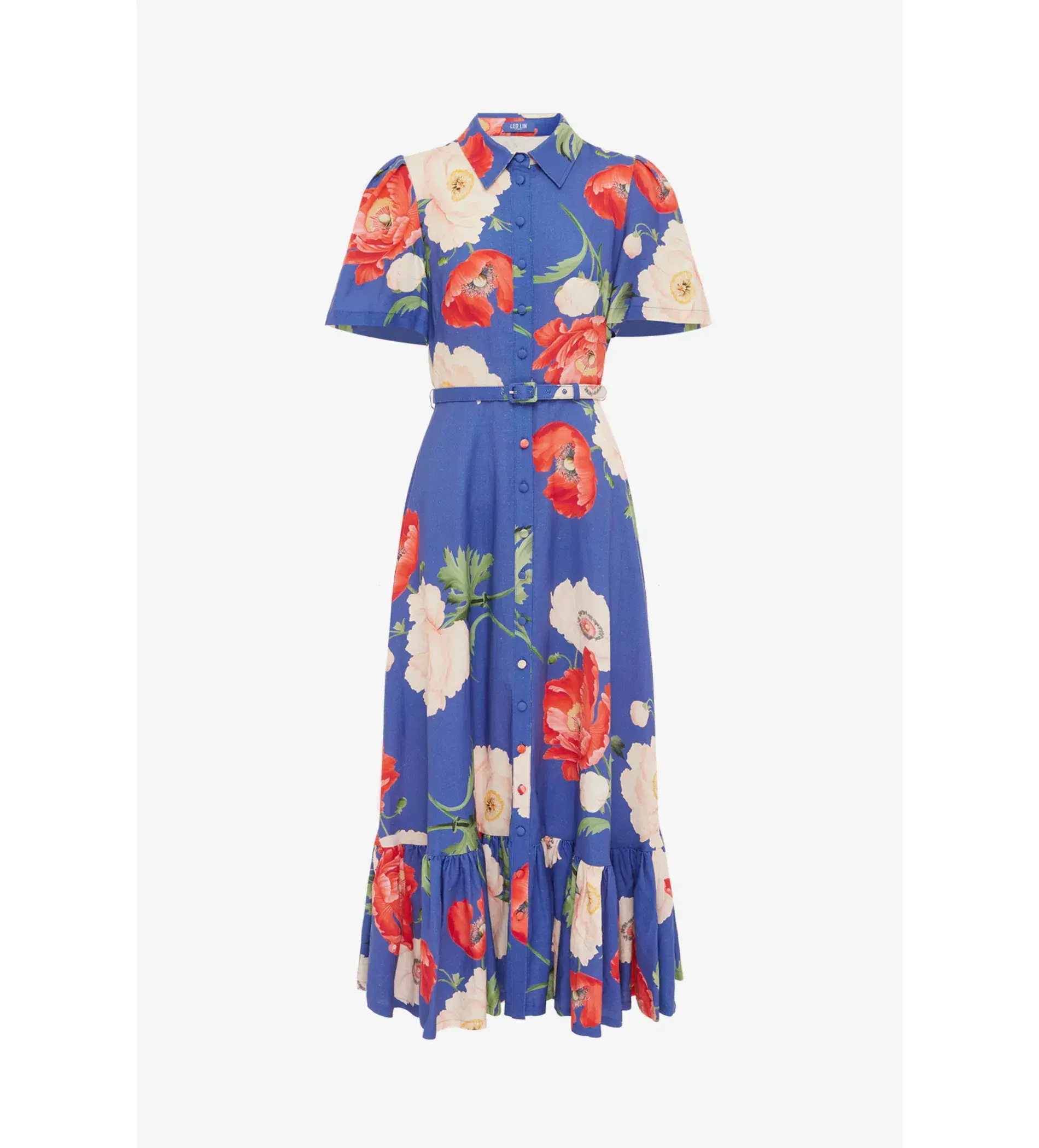 Leo Lin Becca Short Sleeve Midi Dress in Poppy Print Size AU 10 - Image 4