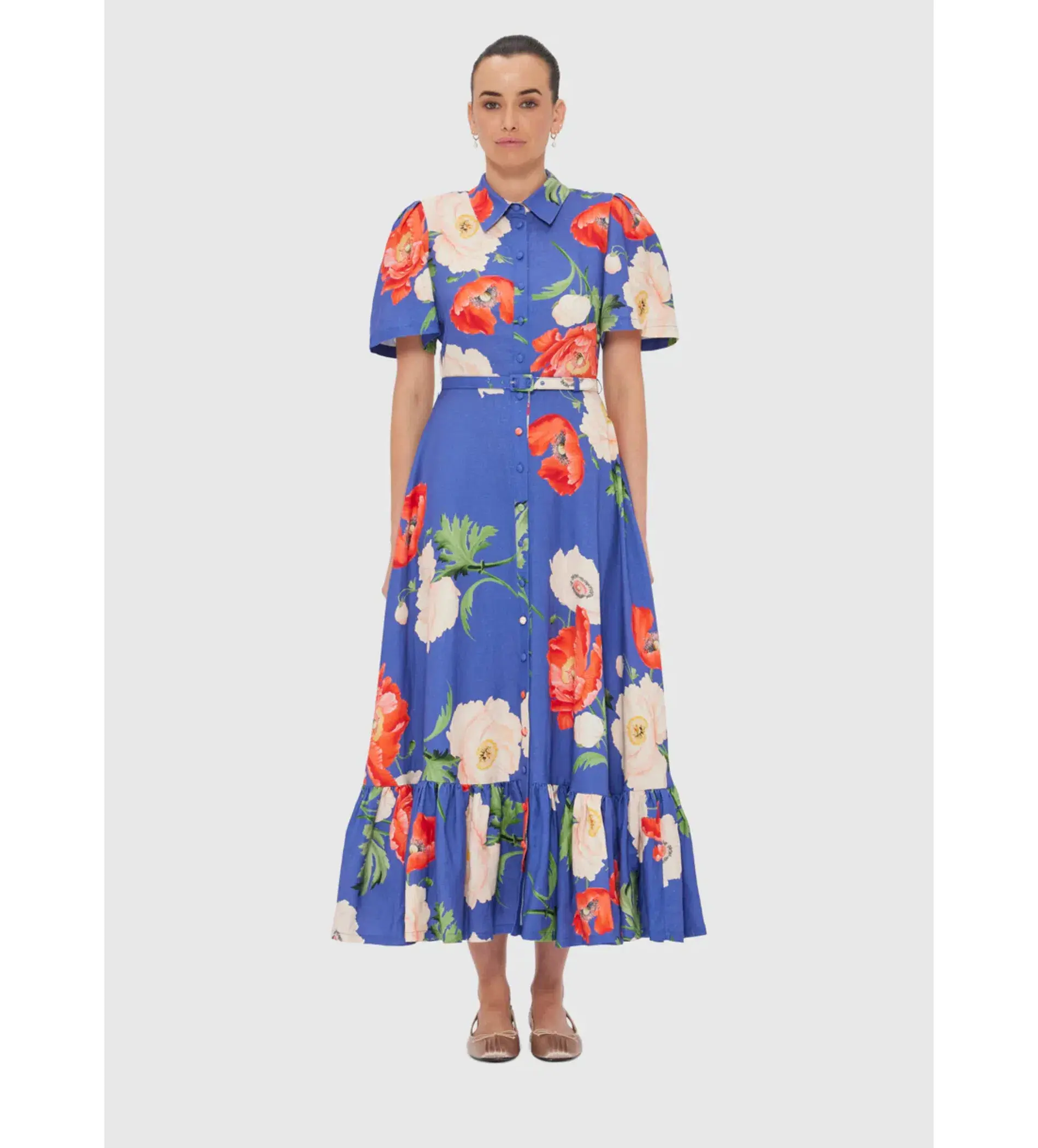 Leo Lin Becca Midi Dress Poppy Print Size 12 - Image 2