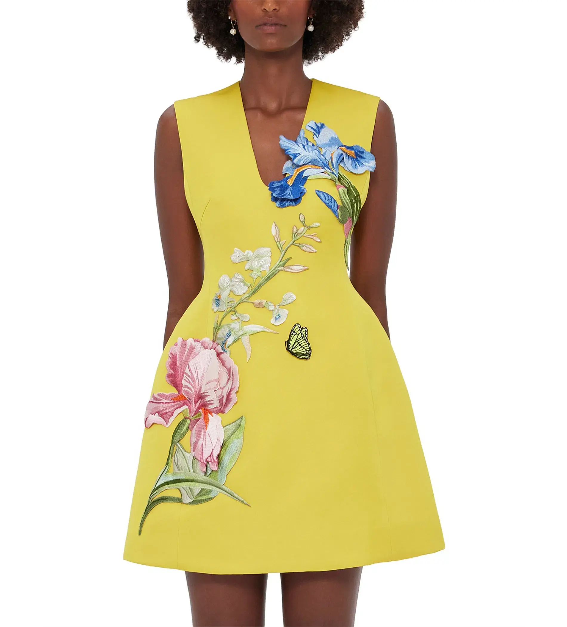 Leo Lin Bree V Neck Mini Dress in Mustard Size AU 6 - Image 1