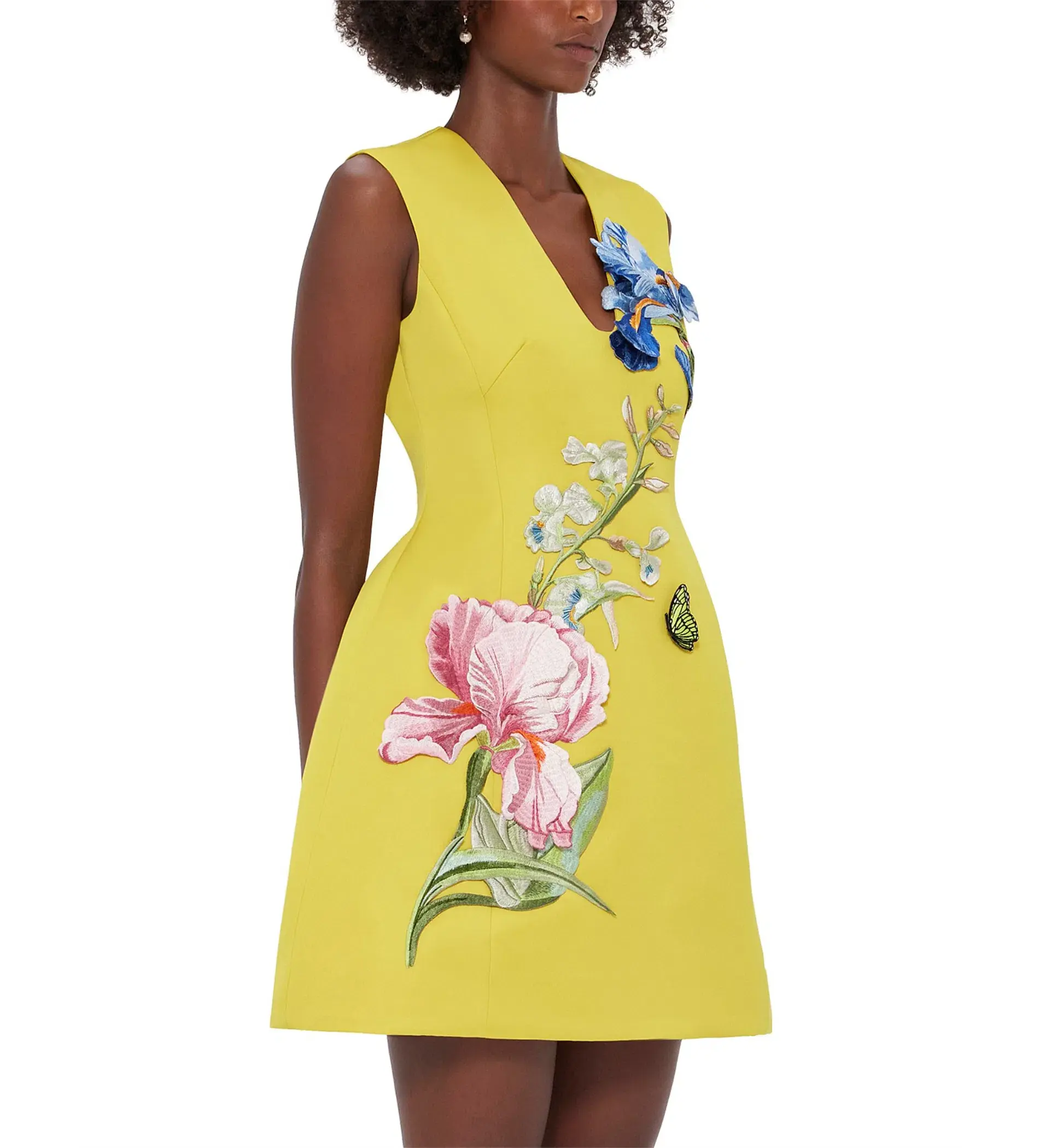Leo Lin Bree V Neck Mini Dress in Mustard Size AU 6 - Image 2