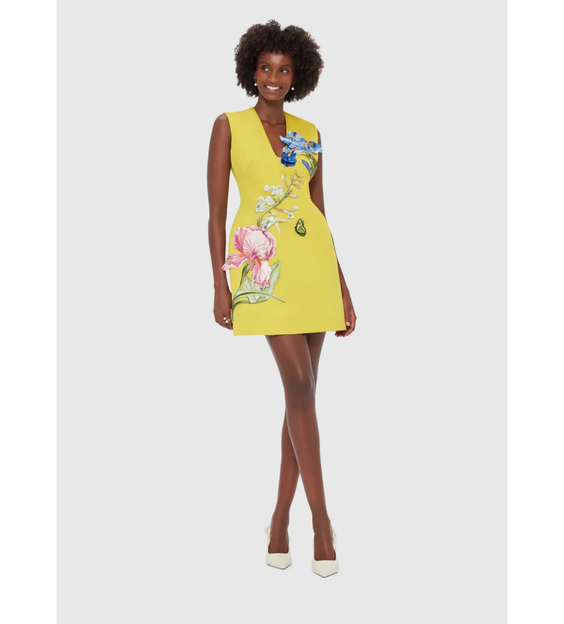 Leo Lin Bree V Neck Mini Dress Mustard Size 8 - Image 2