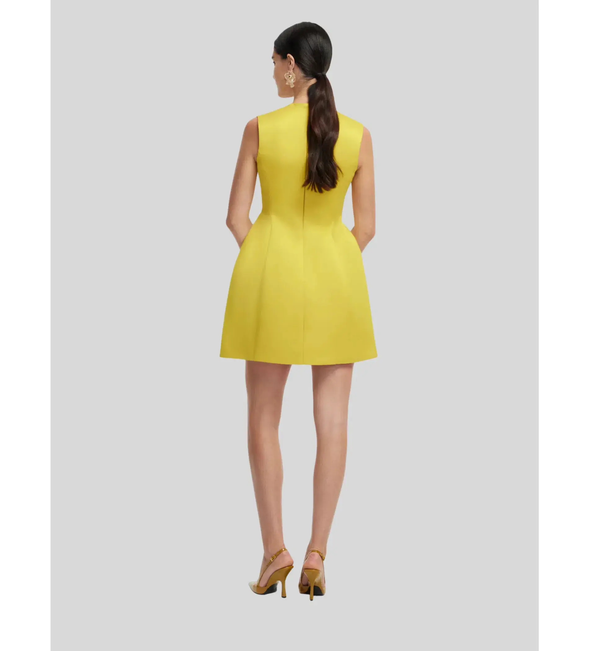 Leo Lin Bree V Neck Mini Dress in Yellow Size AU 12 - Image 6