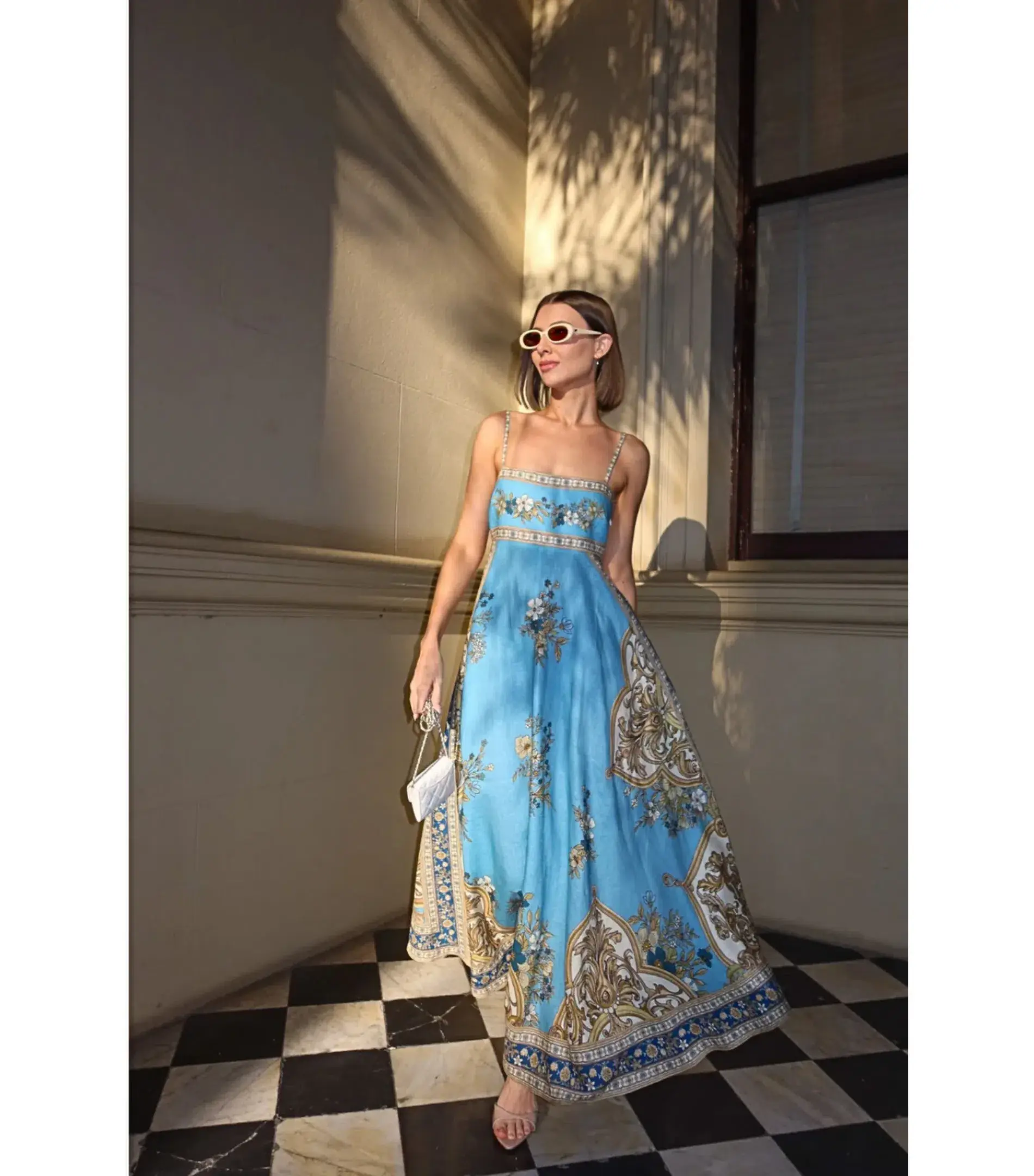 Alemais x La Sirena Exclusive Cassie Maxi Sundress Blue Print Size AU 12 - Image 1