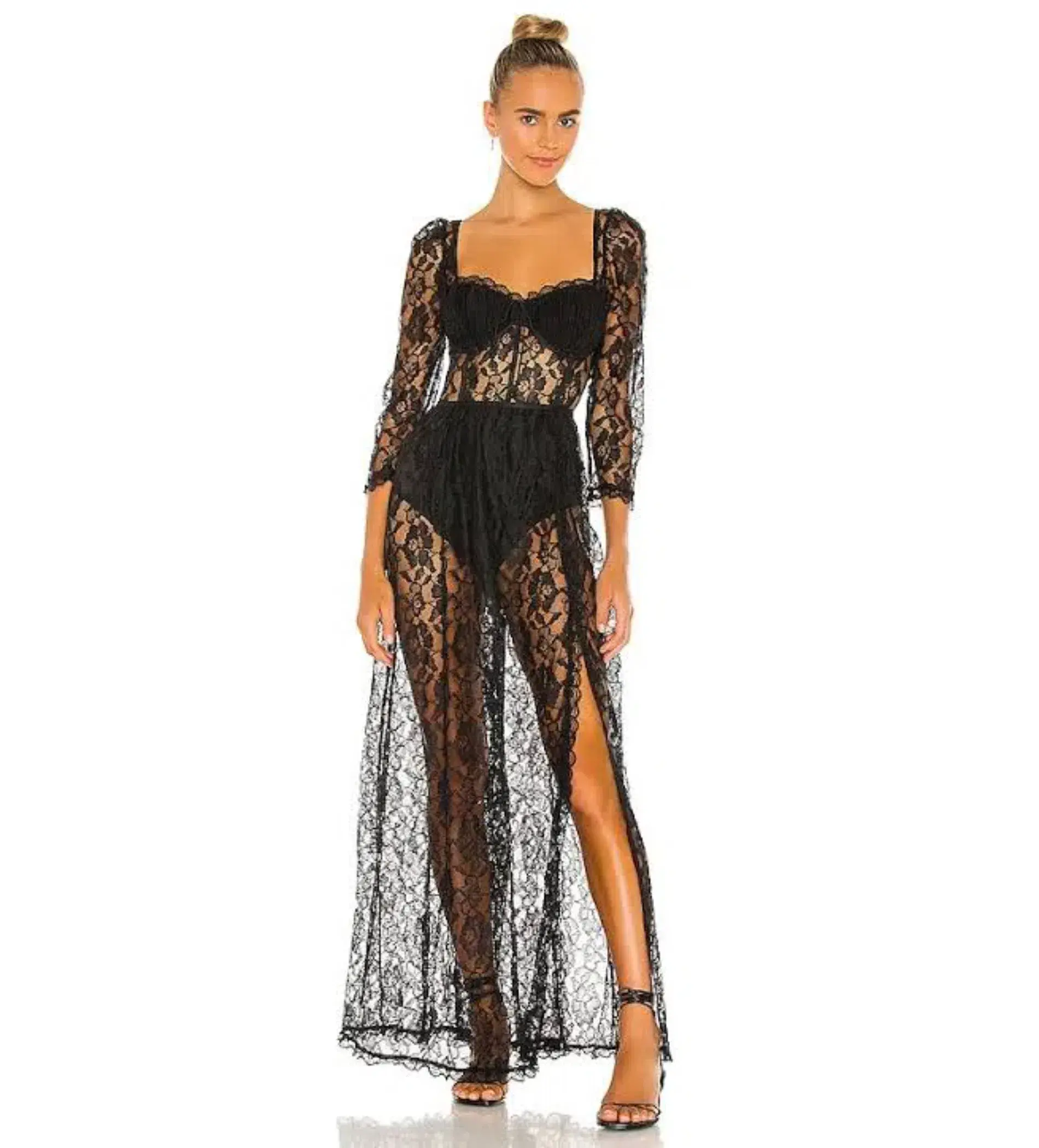 For Love And Lemons Aiden Sheer Maxi Dress Black Size M/AU 10-12 - Image 2