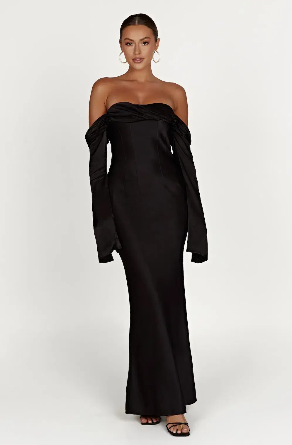 Meshki Giselle Off Shoulder Cowl Neck Maxi Dress in Black Size 8/S - Image 1