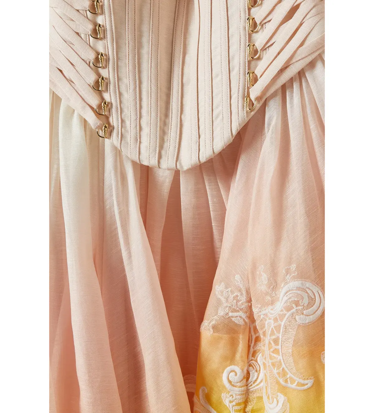Zimmermann Wonderland Lace Up Midi Dress Sunset Ombre Size 2 AU 12 - Image 7