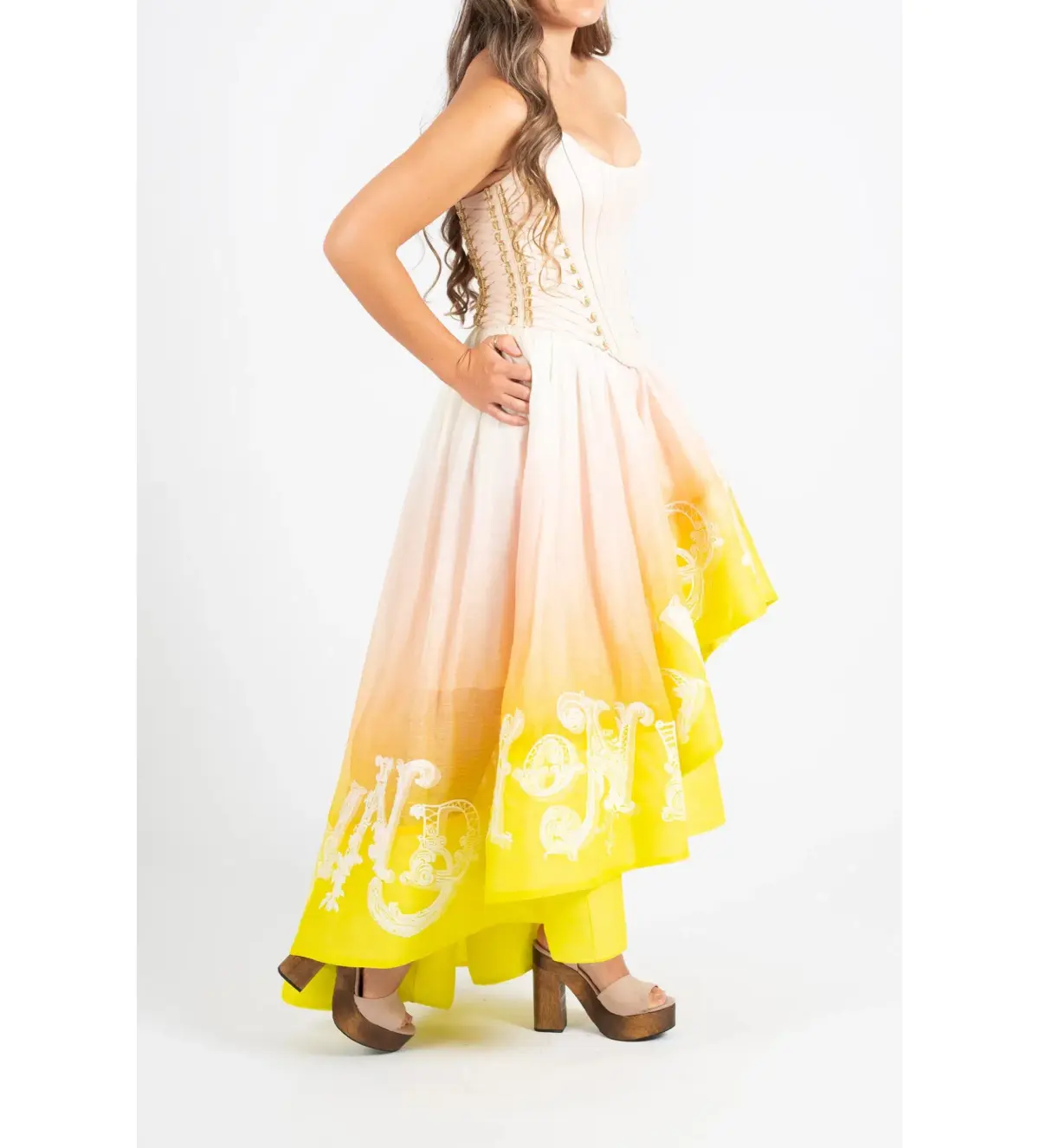 Zimmermann Wonderland Lace Up Midi Dress Sunset Ombre Size 2 AU 12 - Image 3
