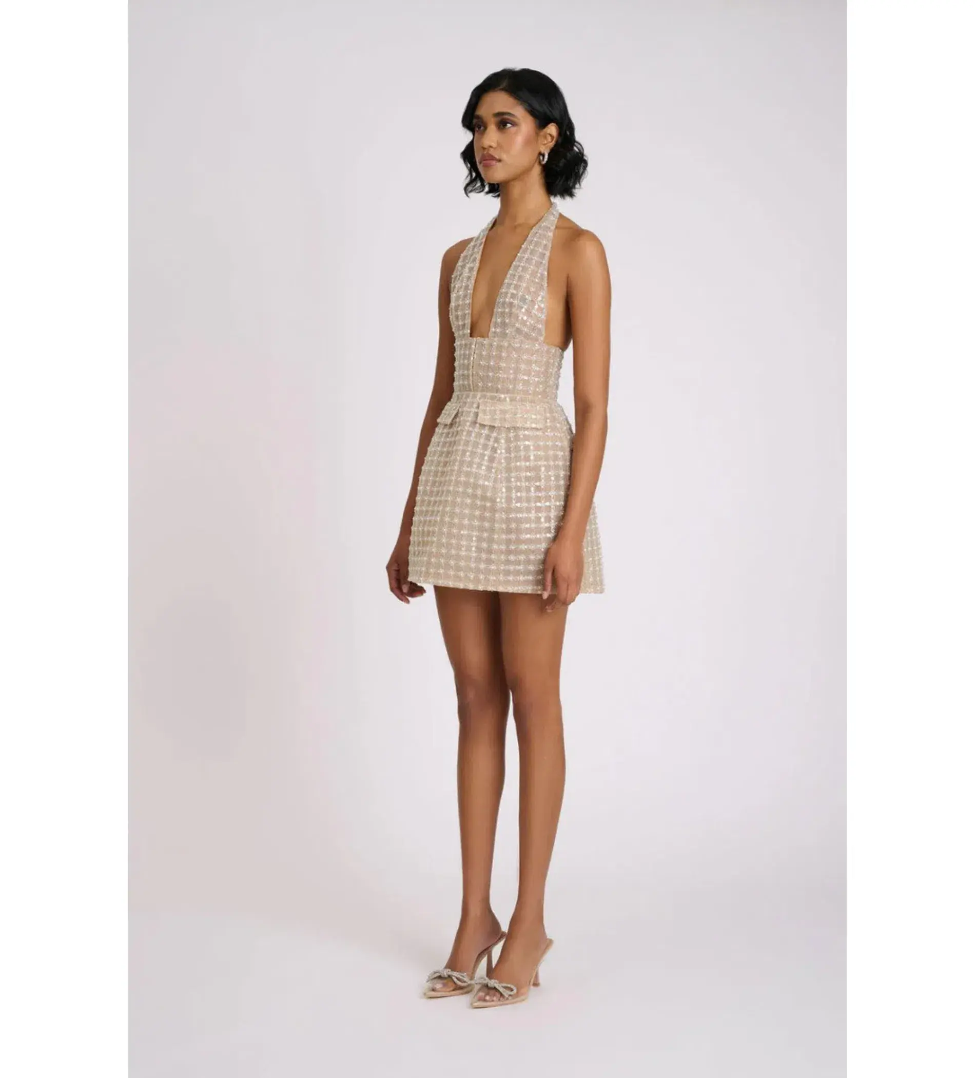 Eliya The Label Roberta Mini Dress Beige Size S AU 8 - Image 3