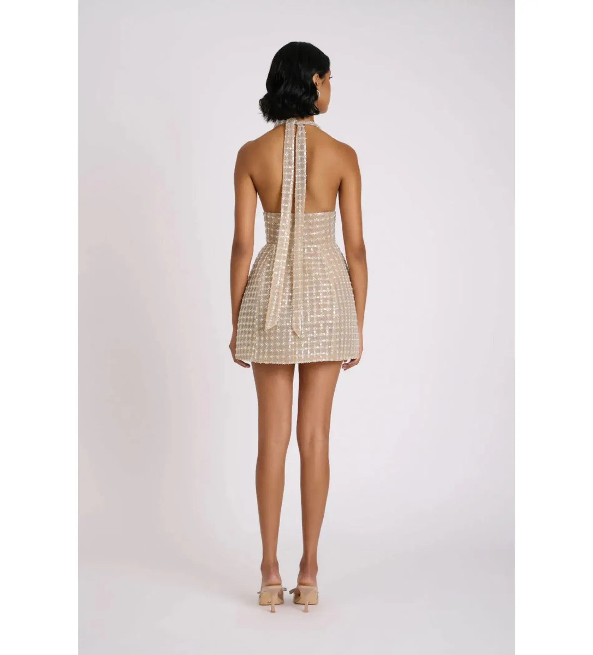 Eliya The Label Roberta Mini Dress Beige Size S AU 8 - Image 4