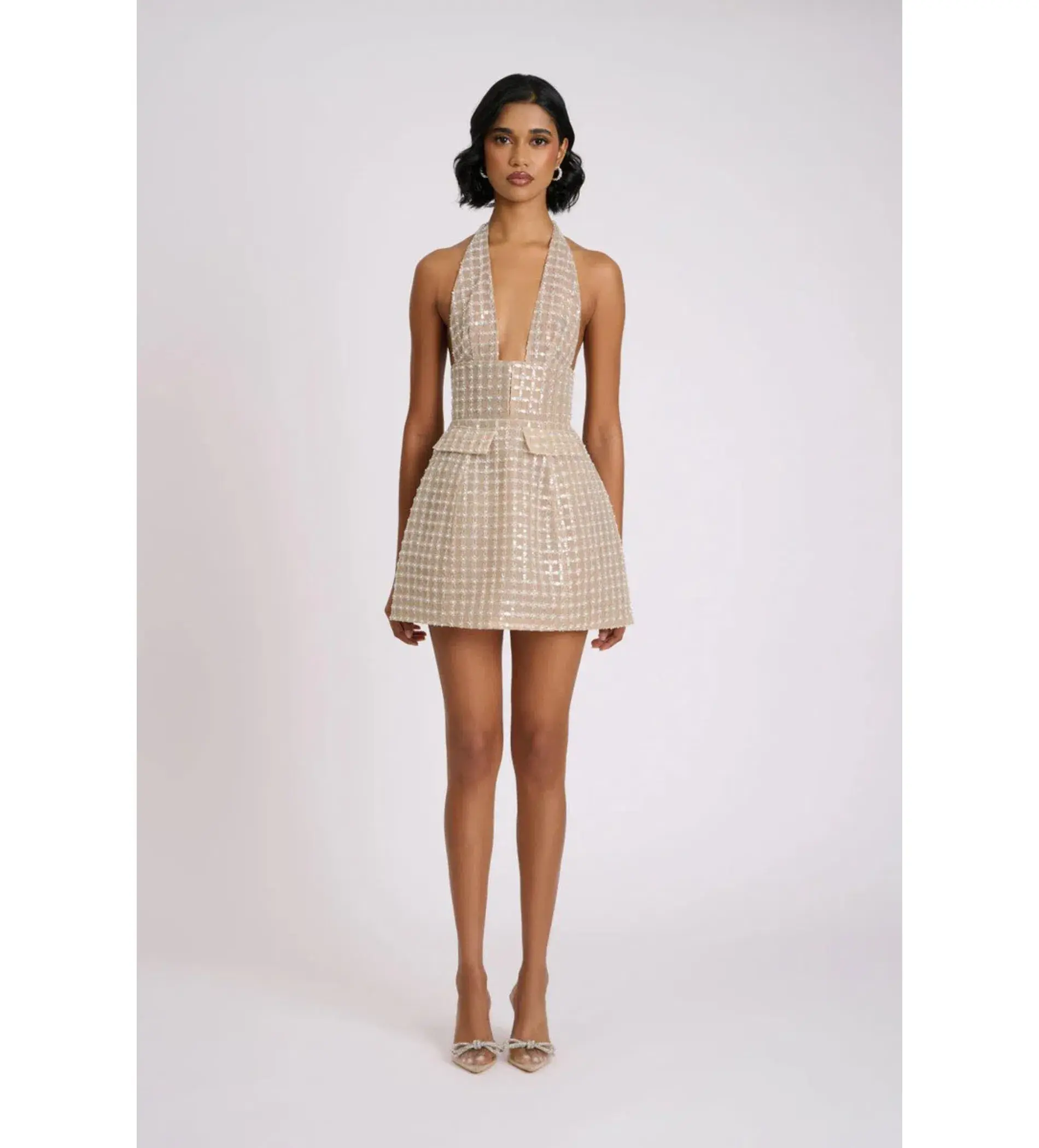 Eliya The Label Roberta Mini Dress Beige Size S AU 8 - Image 1