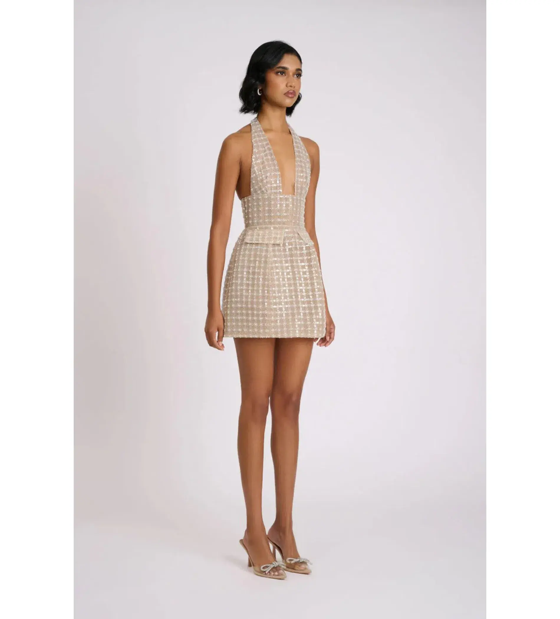 Eliya The Label Roberta Mini Dress Beige Size S AU 8 - Image 2