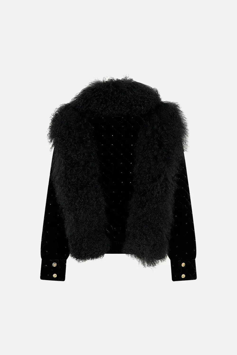 Camilla Magic In The Manuscripts Velvet Jacket with Fur Panels Black Size S/ Size AU 10 for rent on The Volte - main image