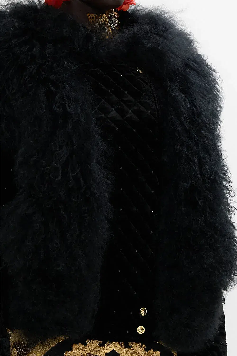 Camilla Magic In The Manuscripts Velvet Jacket with Fur Panels Black Size S/ Size AU 10 for rent on The Volte - main image
