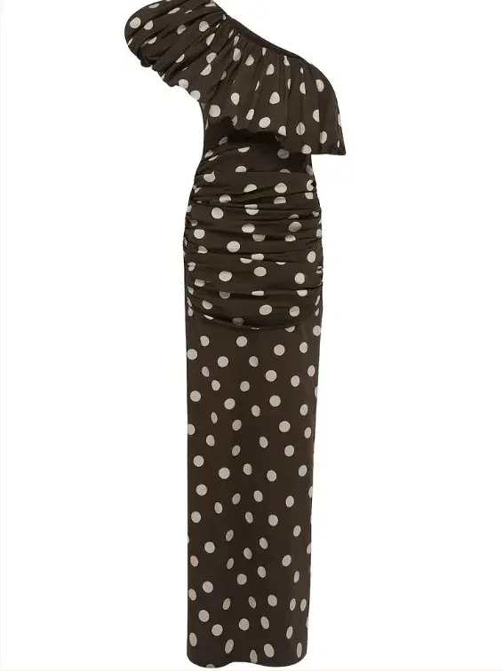 By Nicola Maya Maxi Dress in Chocolate Polka - Image 4