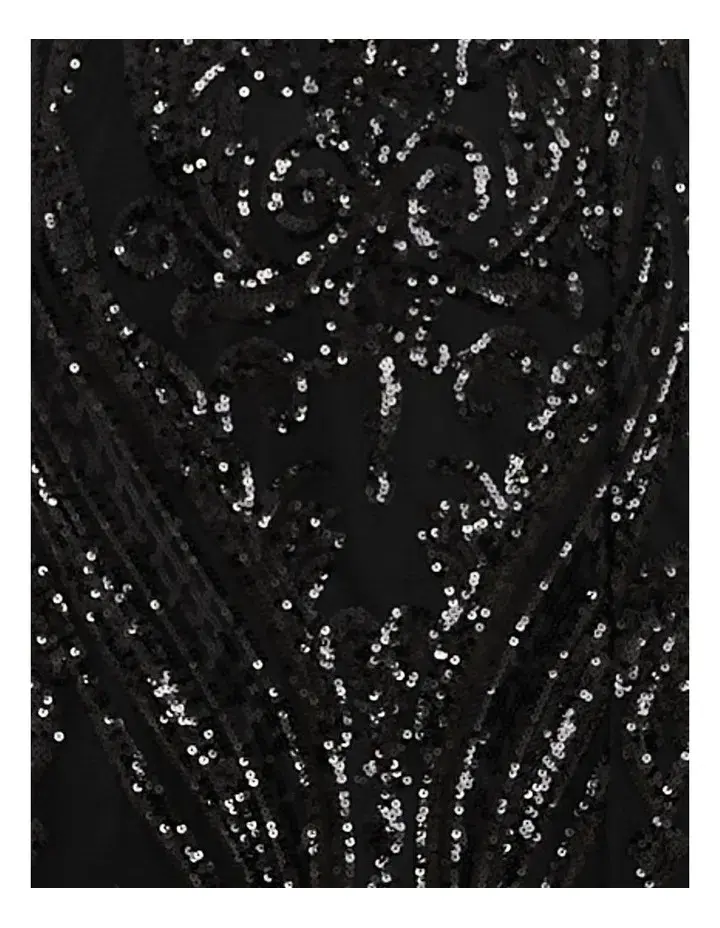 Pilgrim Saige V Neck Sequin Gown in Black Size 14 - Image 5