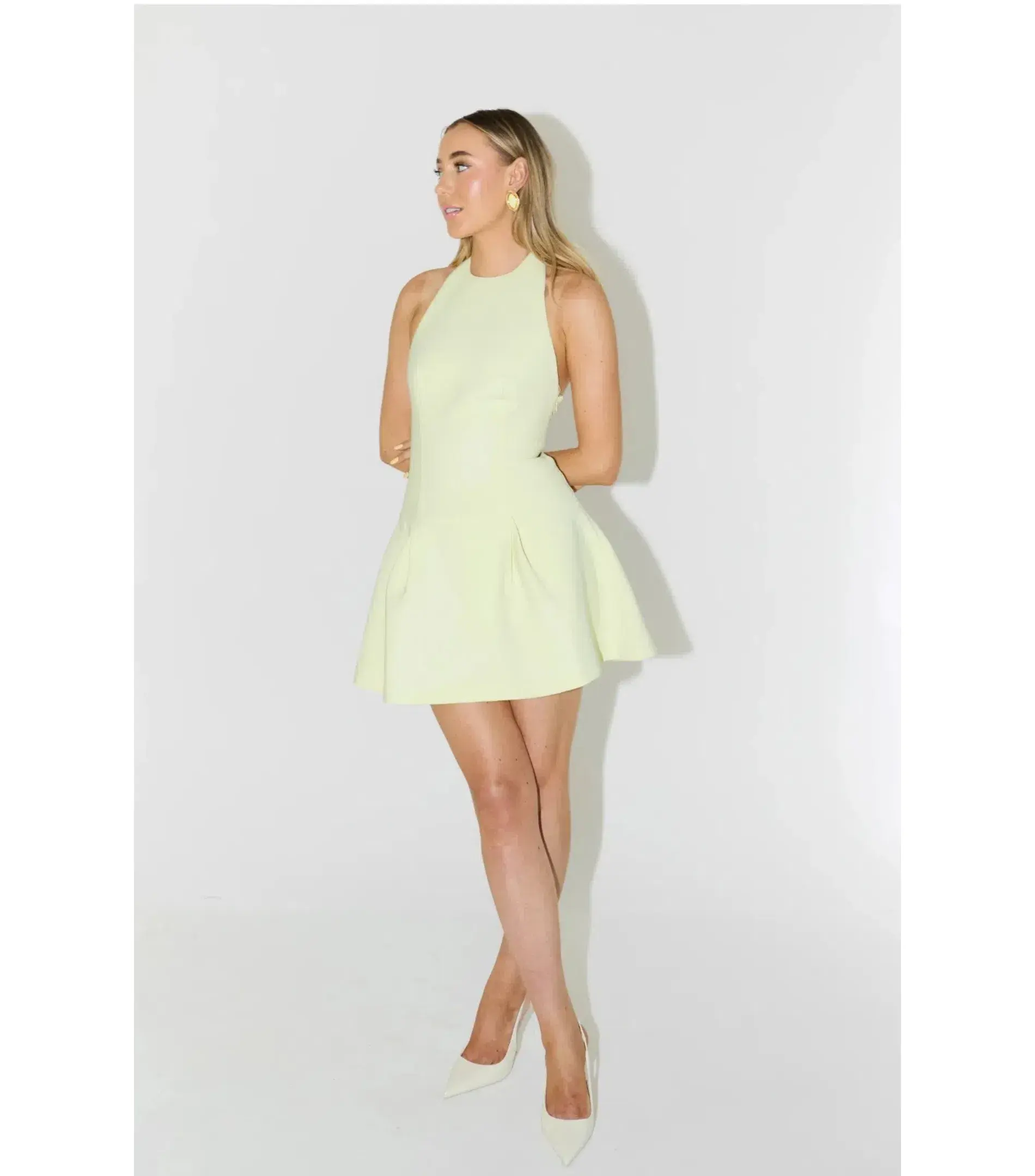 Odd Muse The Ultimate Muse Dropped Hem Mini Dress Lime Size XS / AU 6 - Image 1