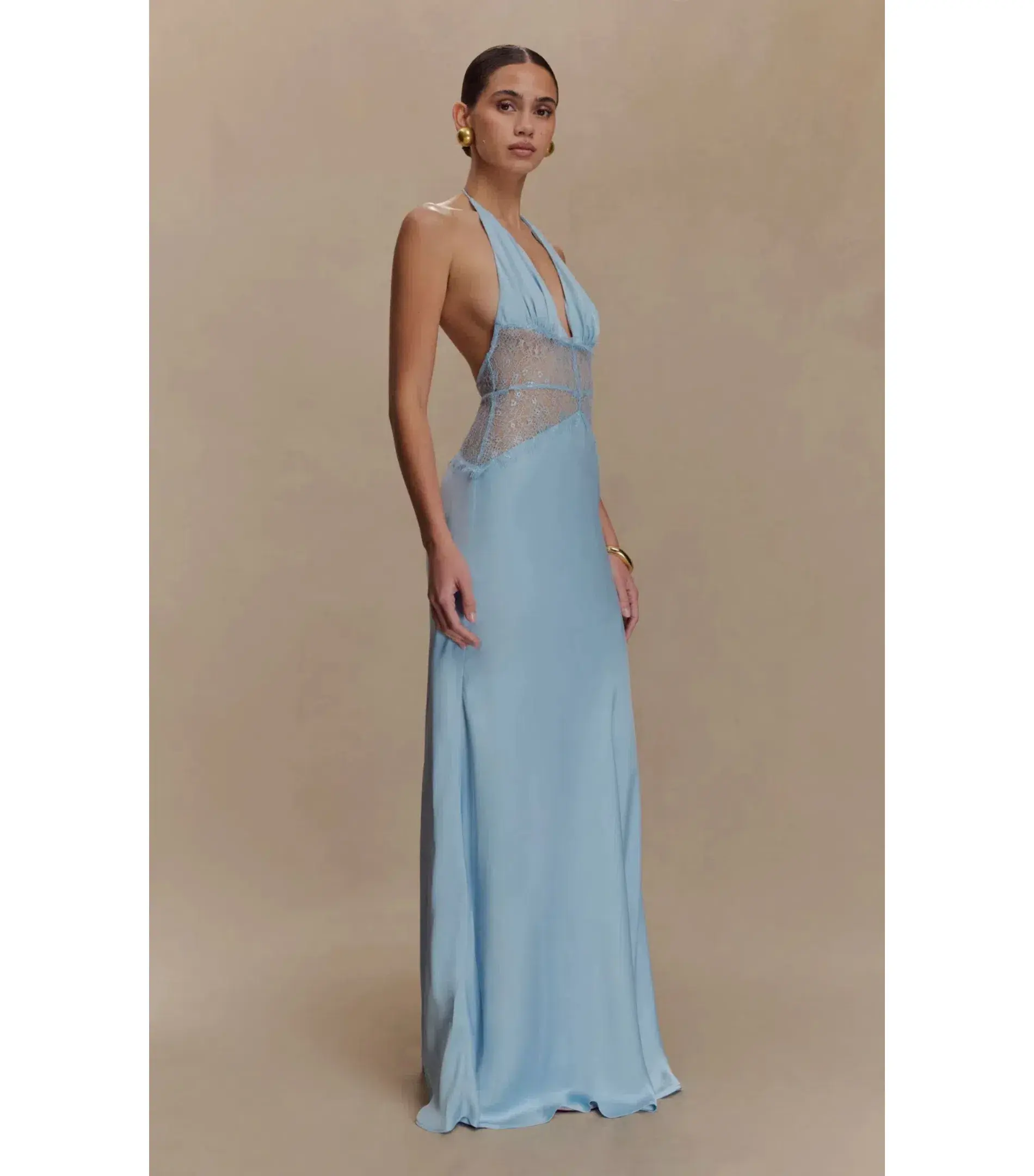 Meshki Dinah Lace and Satin Maxi Dress Cornflower Blue Size S / AU 8 - Image 2