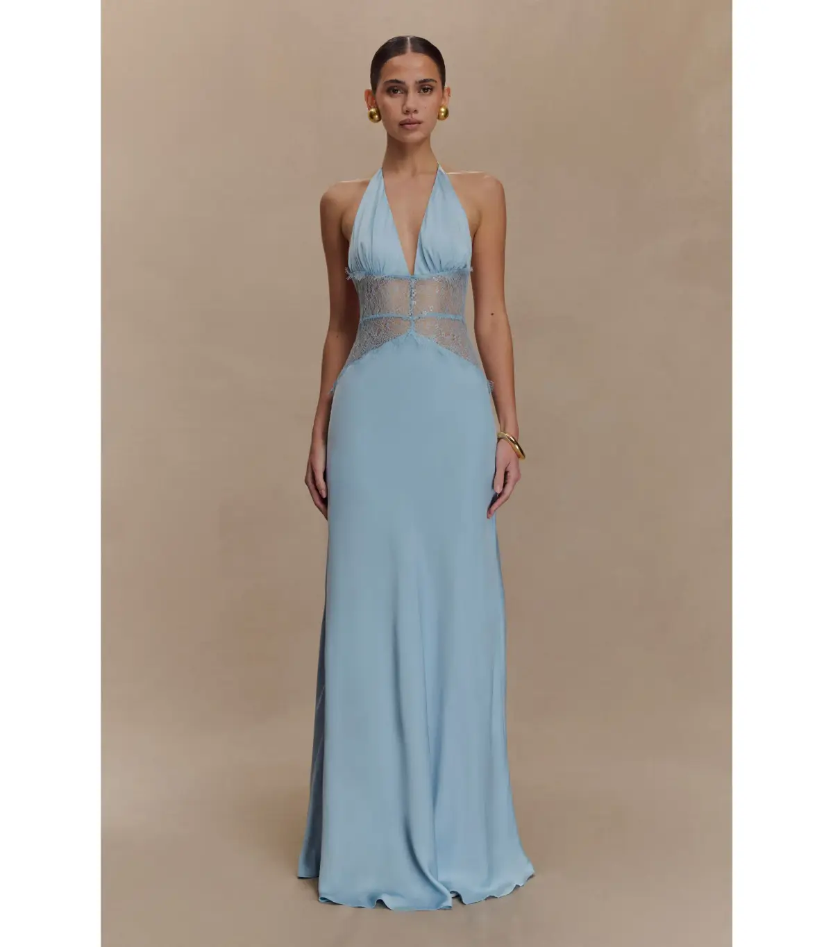 Meshki Dinah Lace and Satin Maxi Dress Cornflower Blue Size S / AU 8 - Image 1