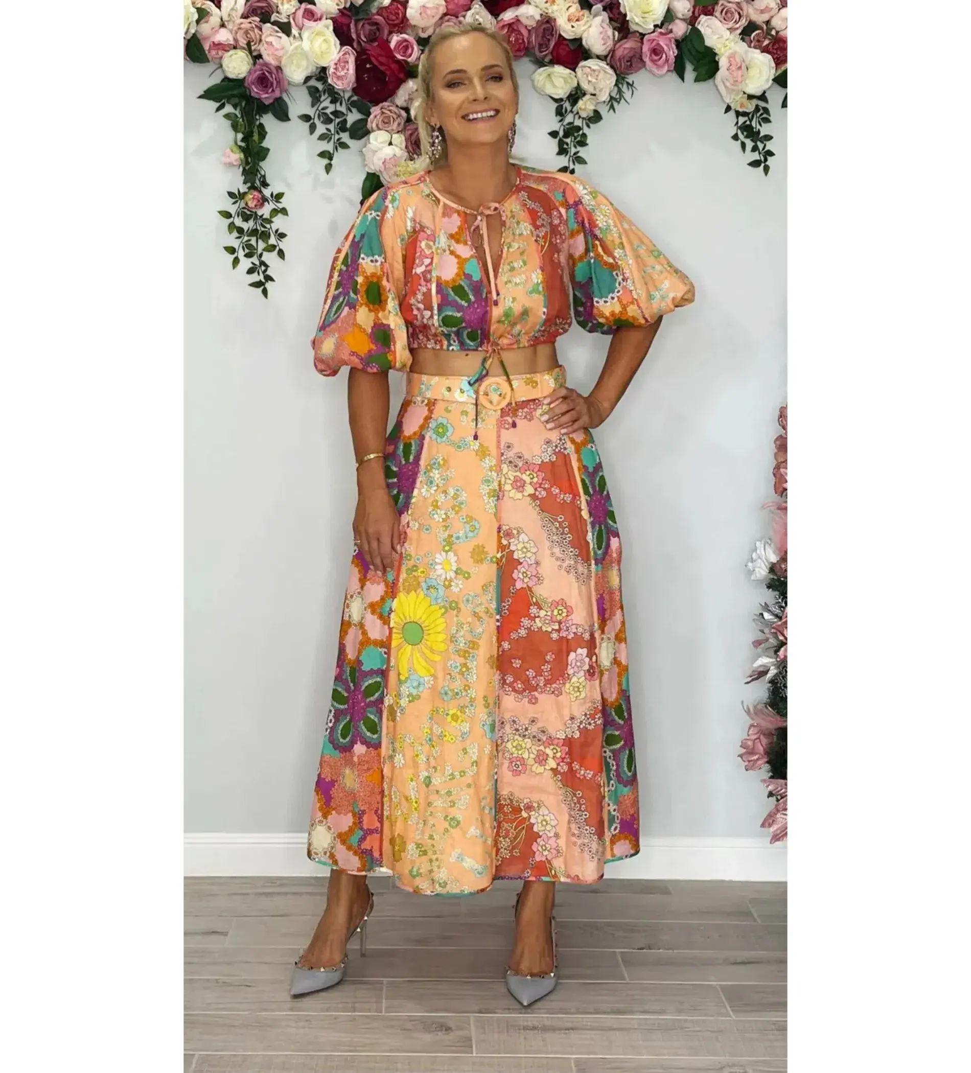 Zimmermann Lola Floral Skirt Top Set in Print Size 1 / AU10 - Image 1