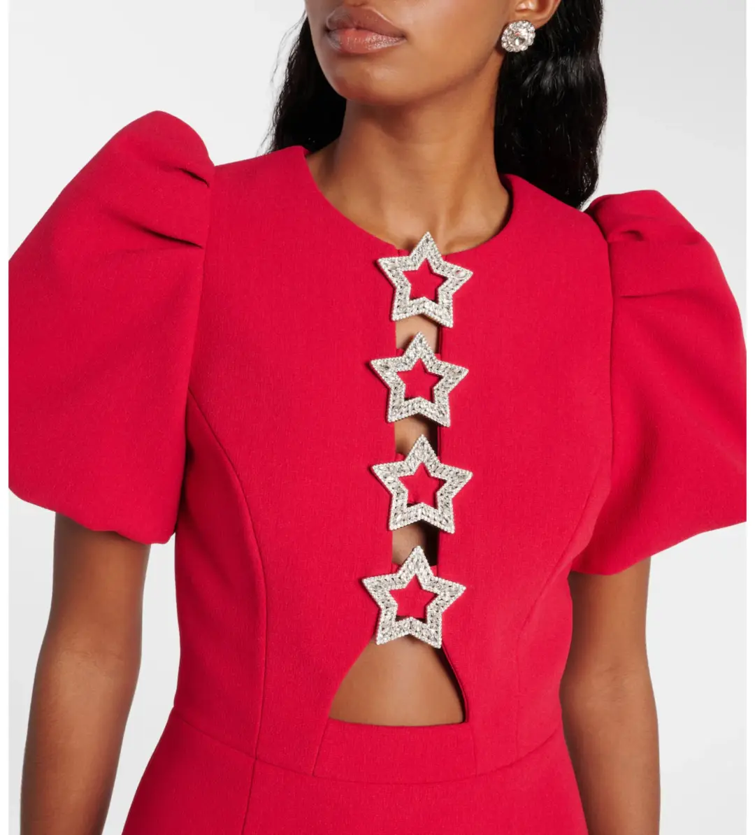 Rebecca Vallance Akari Puff Sleeve Mini Dress in Red Size AU10 for rent on The Volte - main image