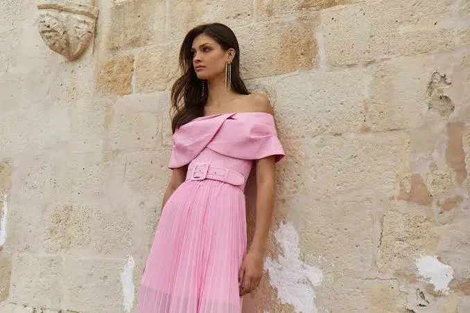 Rebecca Vallance Alaya Dress Midi Pink Size AU 14  - Image 4