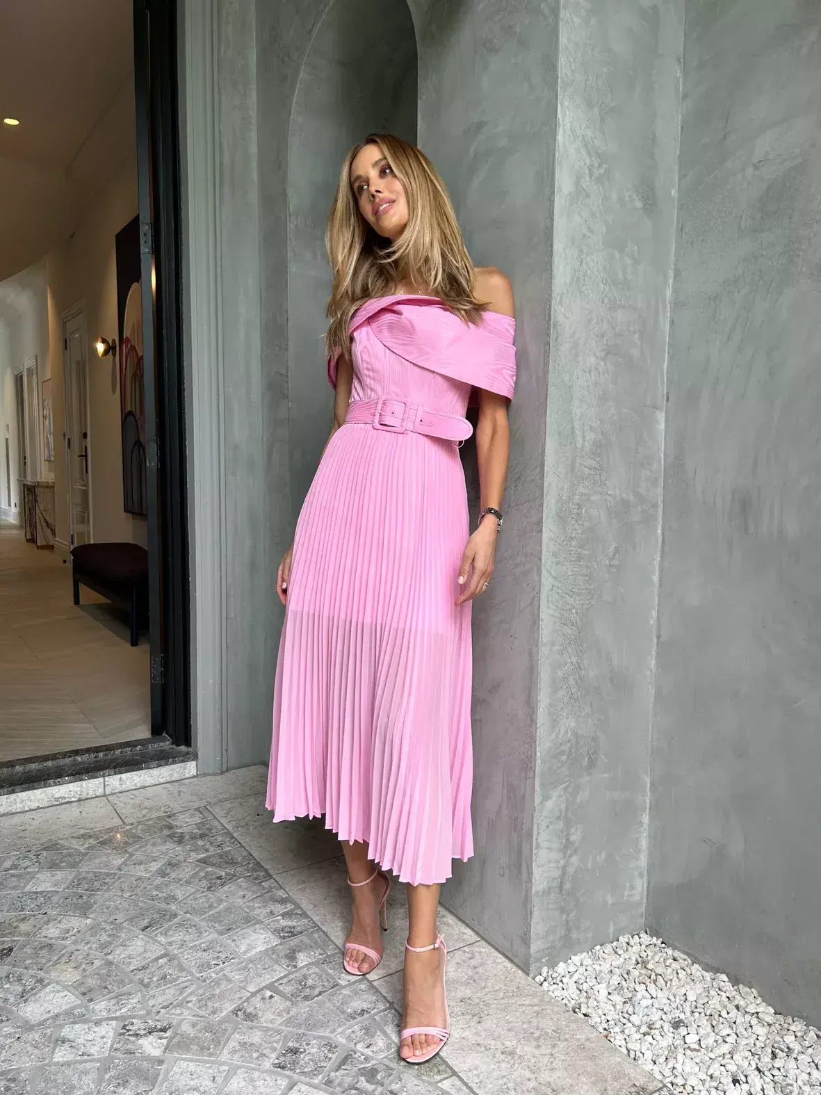 Rebecca Vallance Alaya Dress Midi Pink Size AU 14  - Image 1