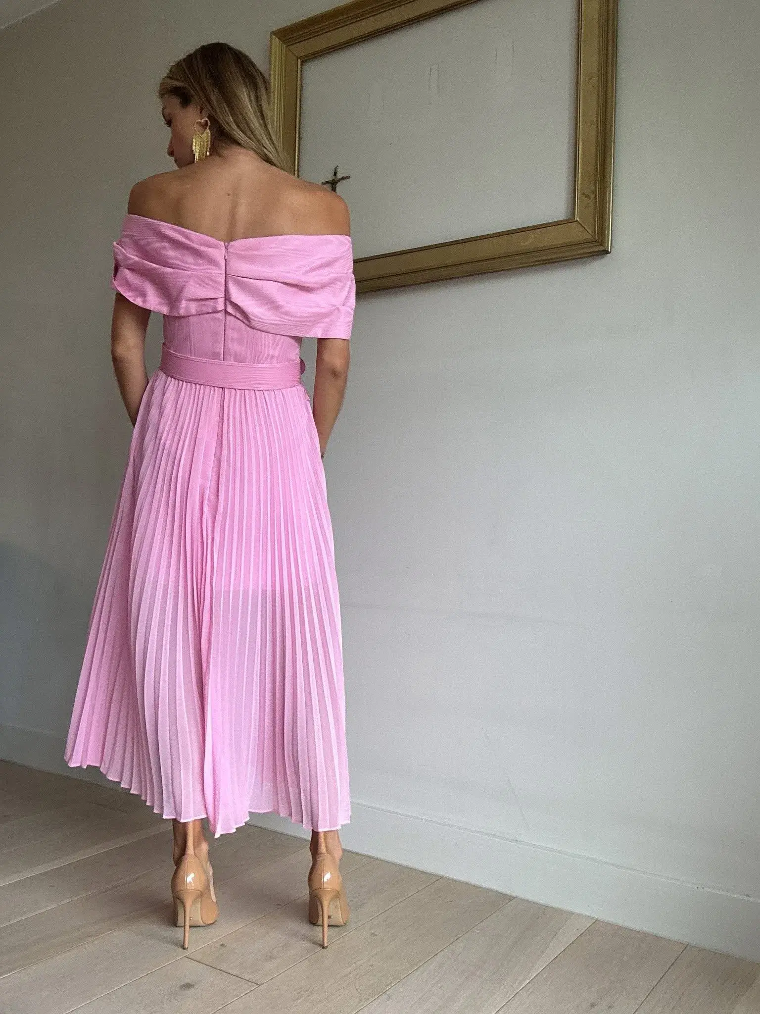 Rebecca Vallance Alaya Dress Midi Pink Size AU 14  - Image 3