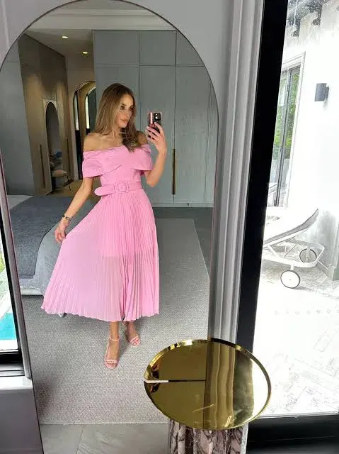 Rebecca Vallance Alaya Dress Midi Pink Size AU 14  - Image 5