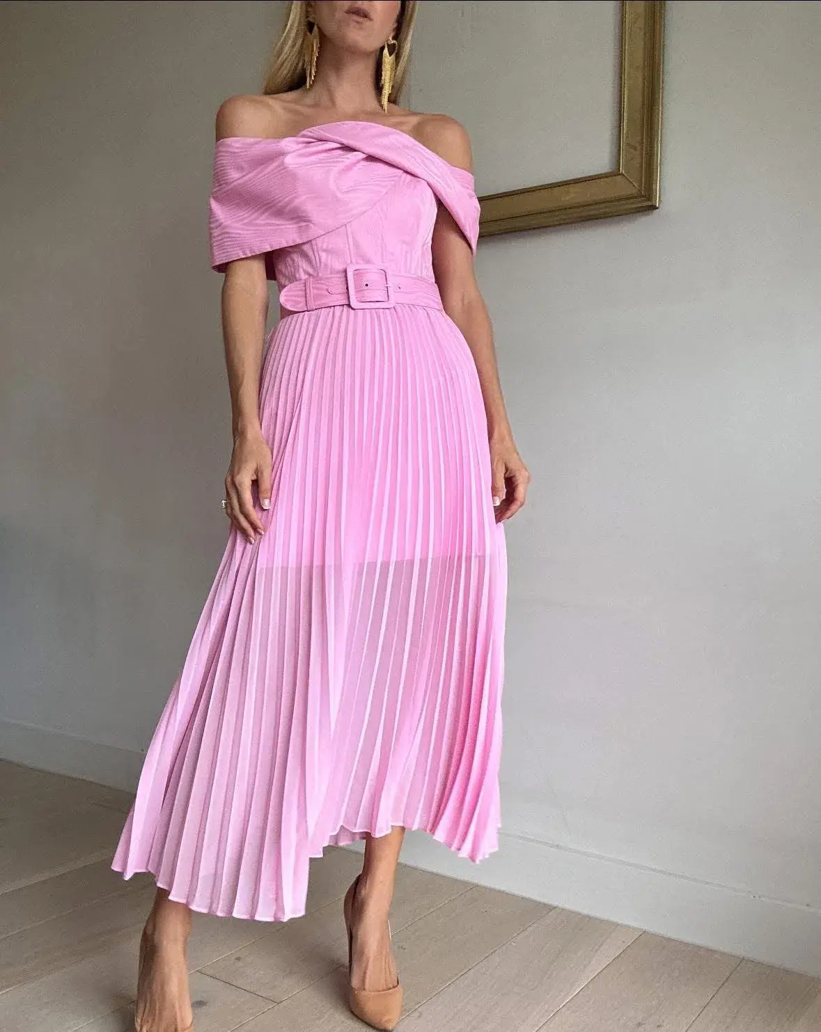 Rebecca Vallance Alaya Dress Midi Pink Size AU 14  - Image 2