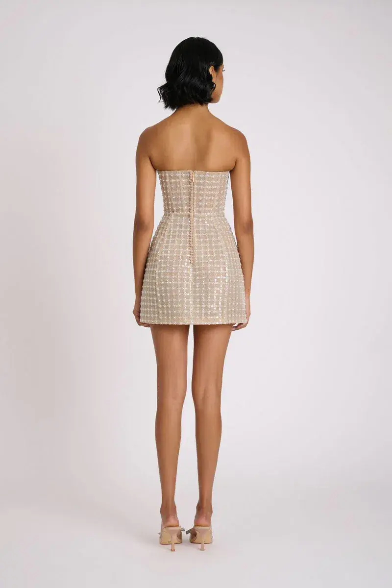Eliya The Label Serafina Mini Dress Beige Size S/AU 8 - Image 2