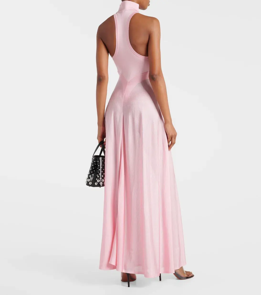 ALAÏA Turtleneck Maxi Dress Pink Size Au 8 - Image 3